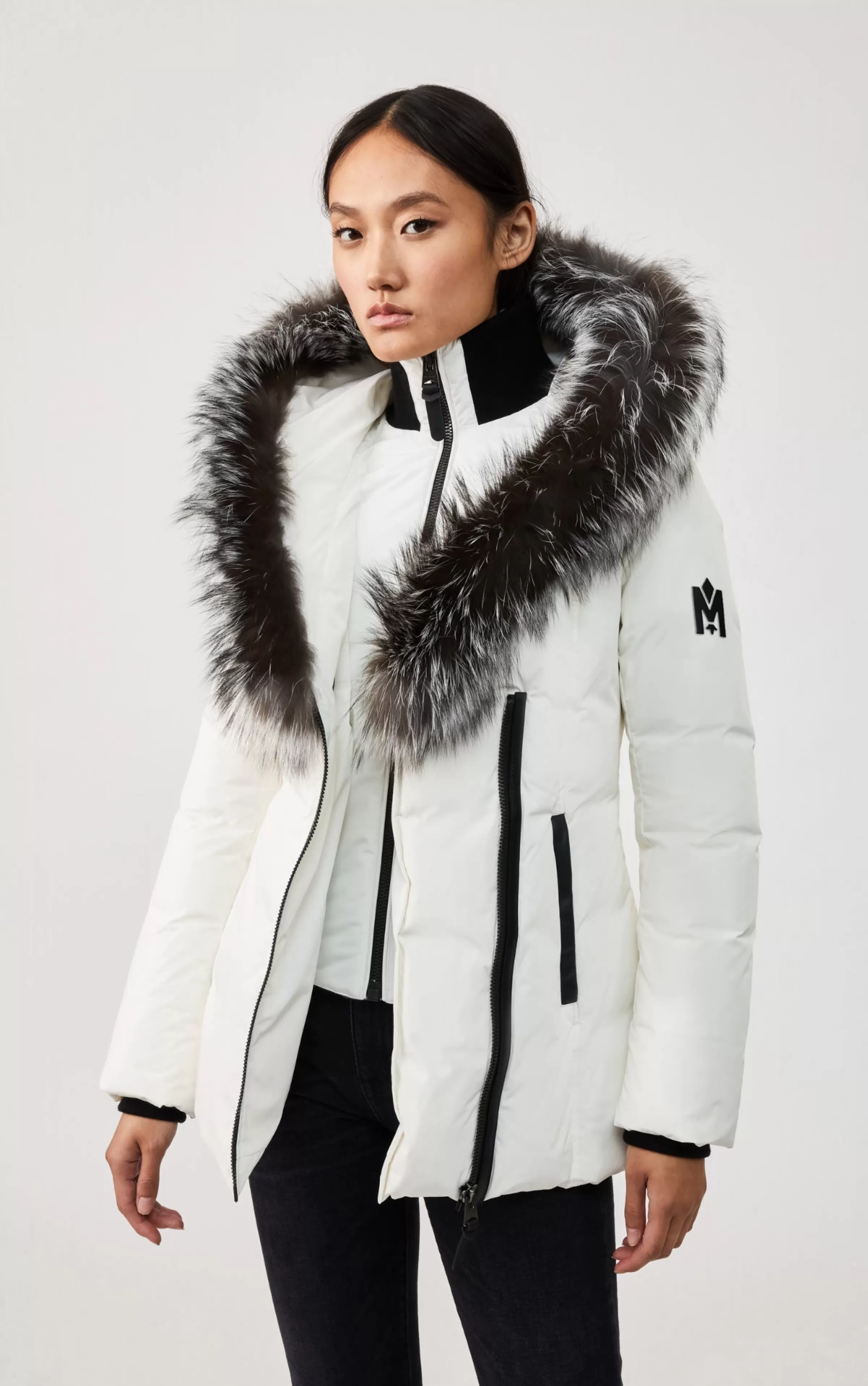 Adali, Down Coat With Silver Fox Fur Signature Collar For Ladies | ® US | Mackage Store