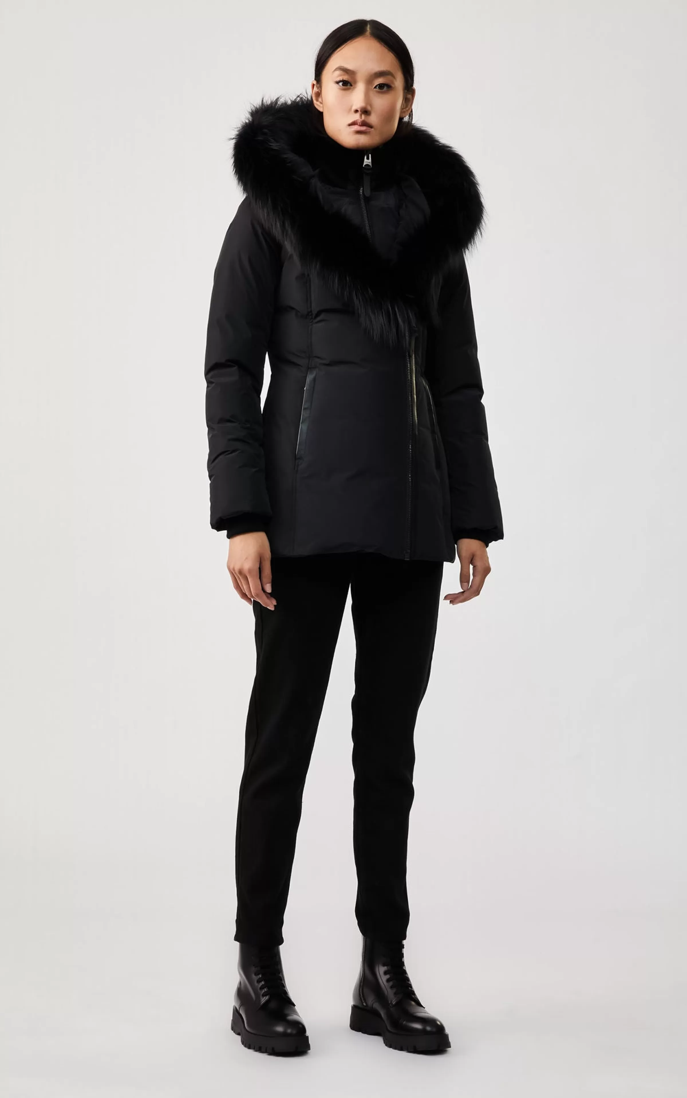 Adali, Down Coat With Silver Fox Fur Signature Collar For Ladies | ® US | Mackage Store