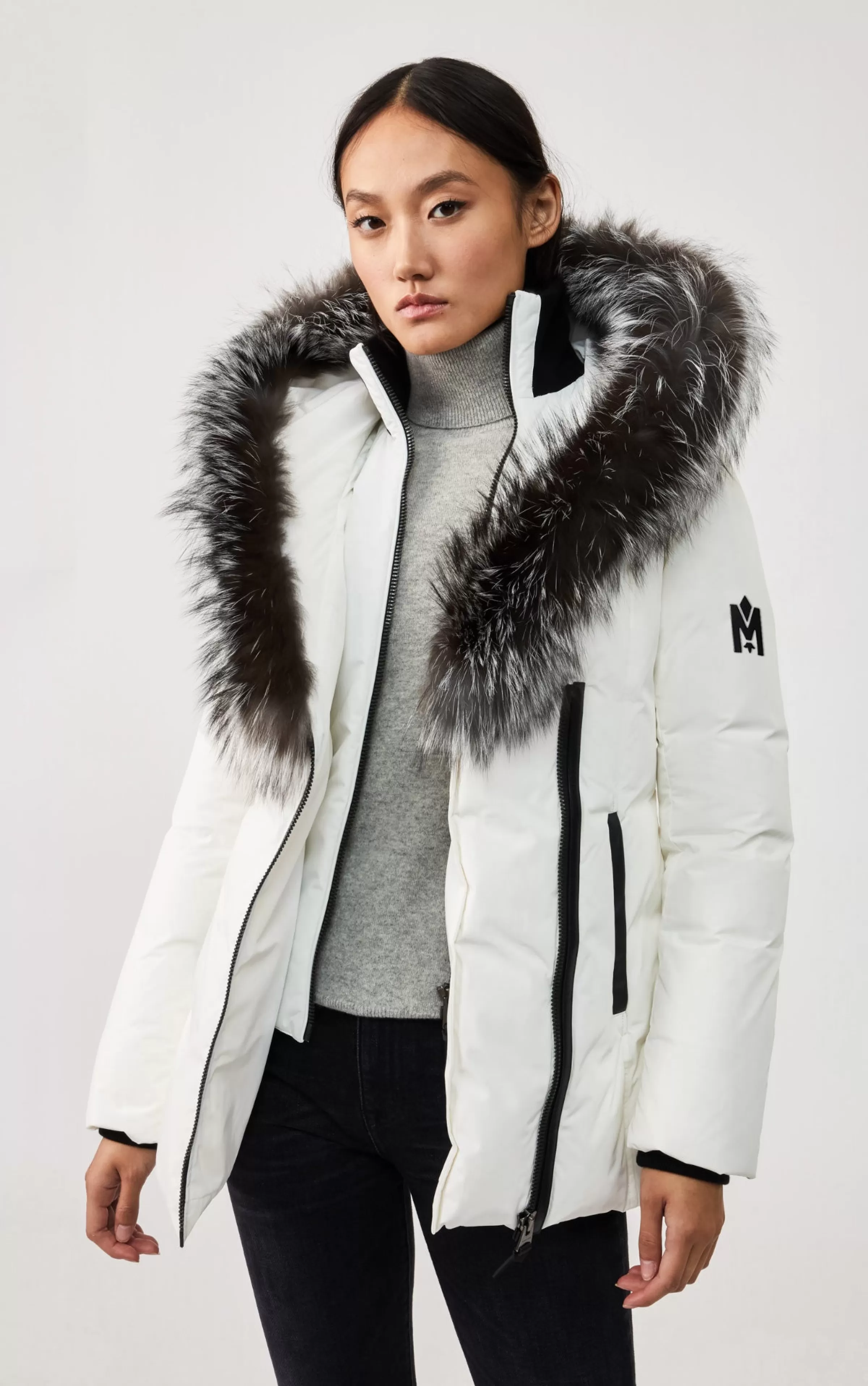 Adali, Down Coat With Silver Fox Fur Signature Collar For Ladies | ® US | Mackage Store