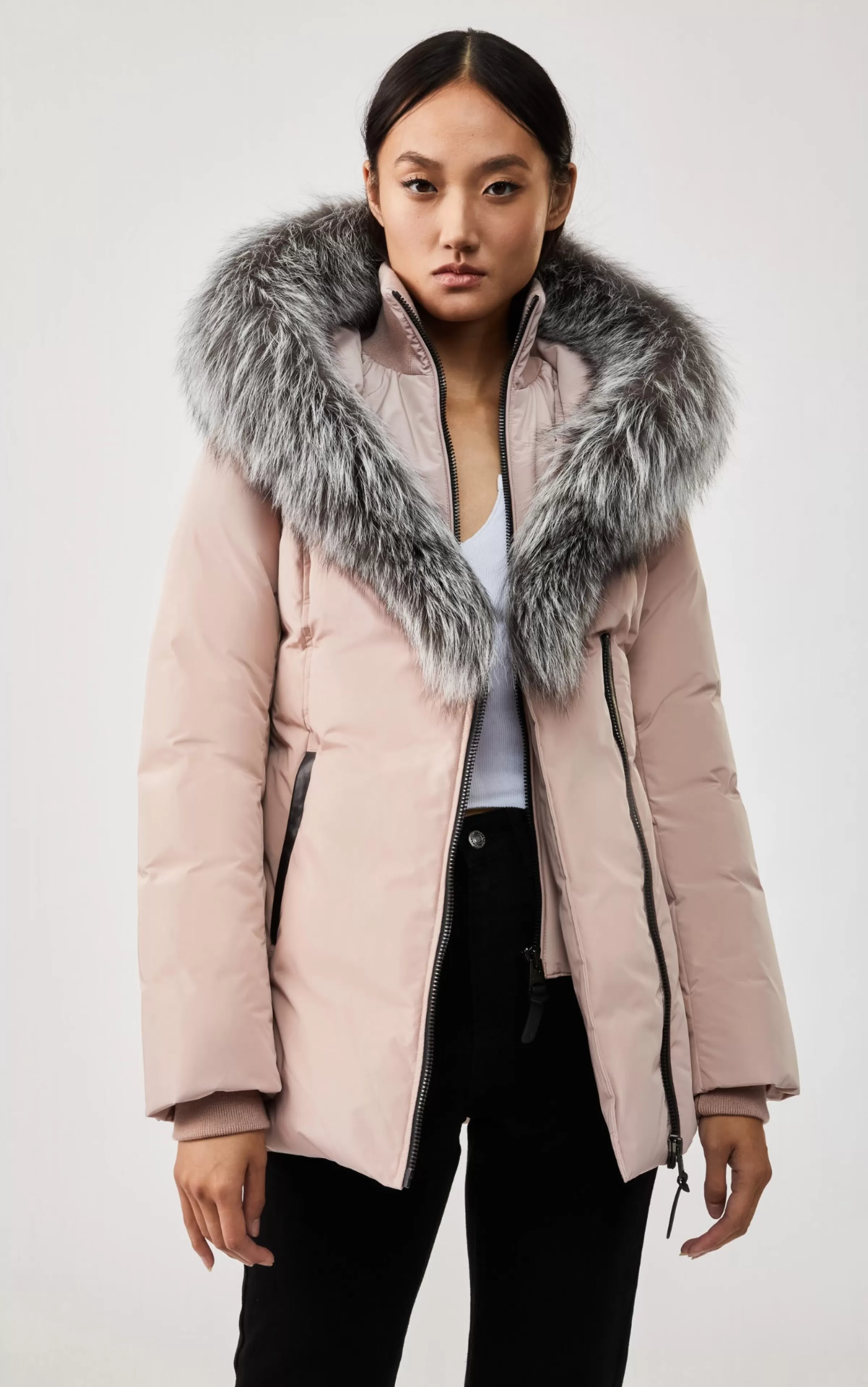 Adali, Down Coat With Silver Fox Fur Signature Collar For Ladies | ® US | Mackage Store