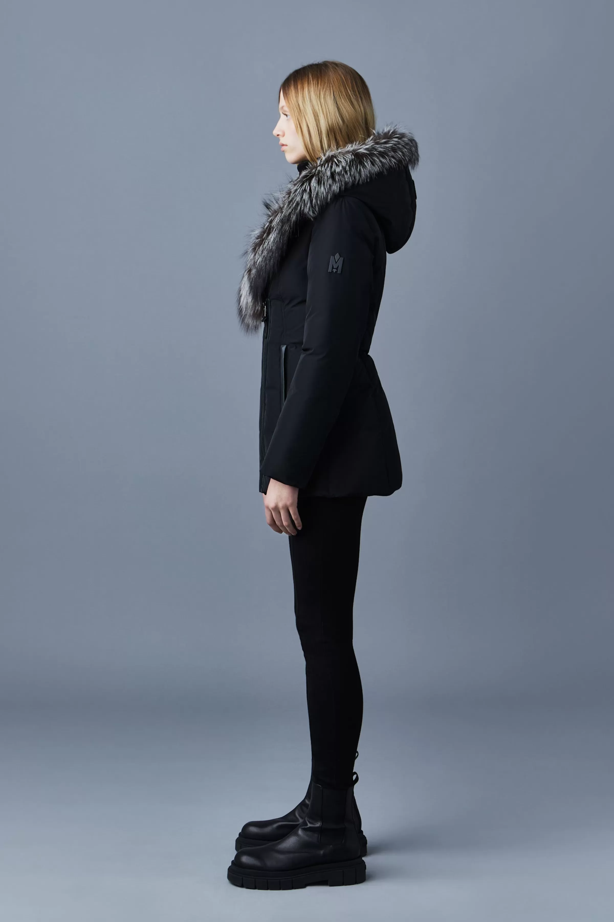 Adali, Down Coat With Silver Fox Fur Signature Collar For Ladies | ® US | Mackage Store