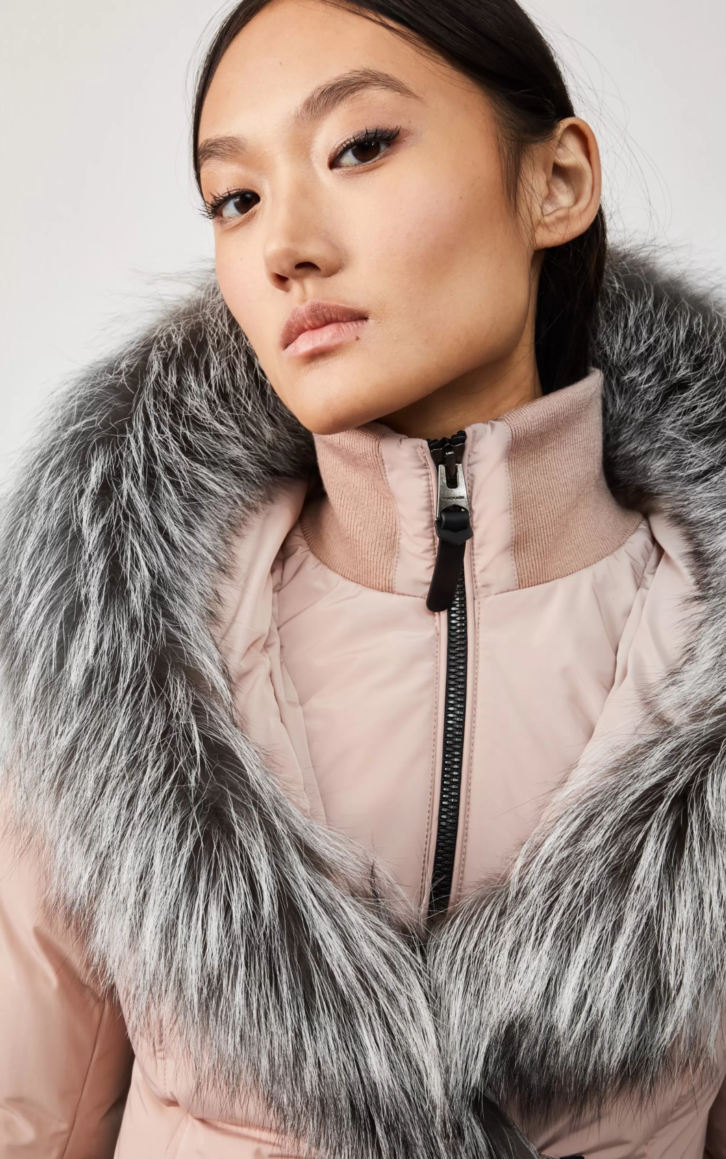 Adali, Down Coat With Silver Fox Fur Signature Collar For Ladies | ® US | Mackage Store