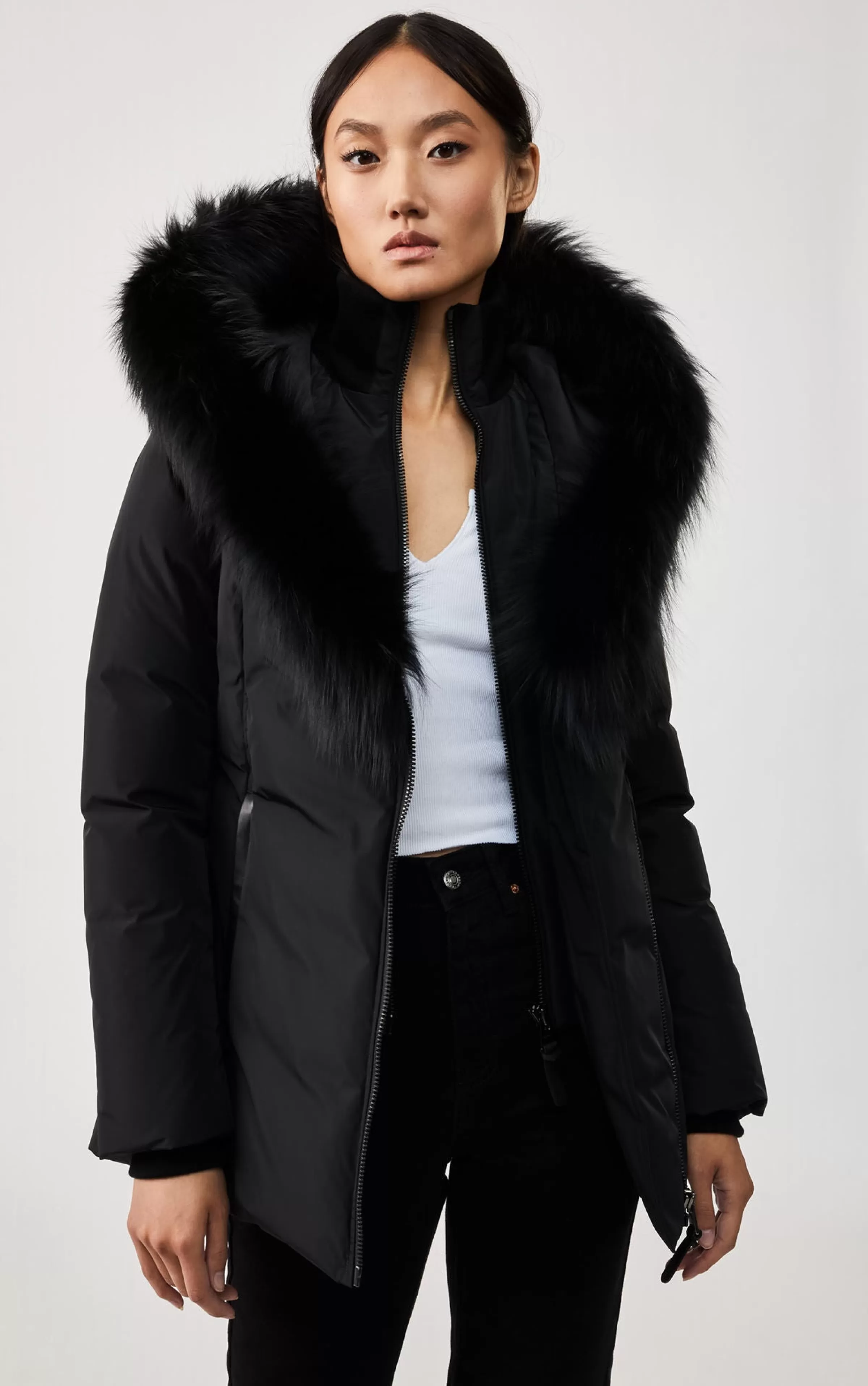 Adali, Down Coat With Silver Fox Fur Signature Collar For Ladies | ® US | Mackage Store