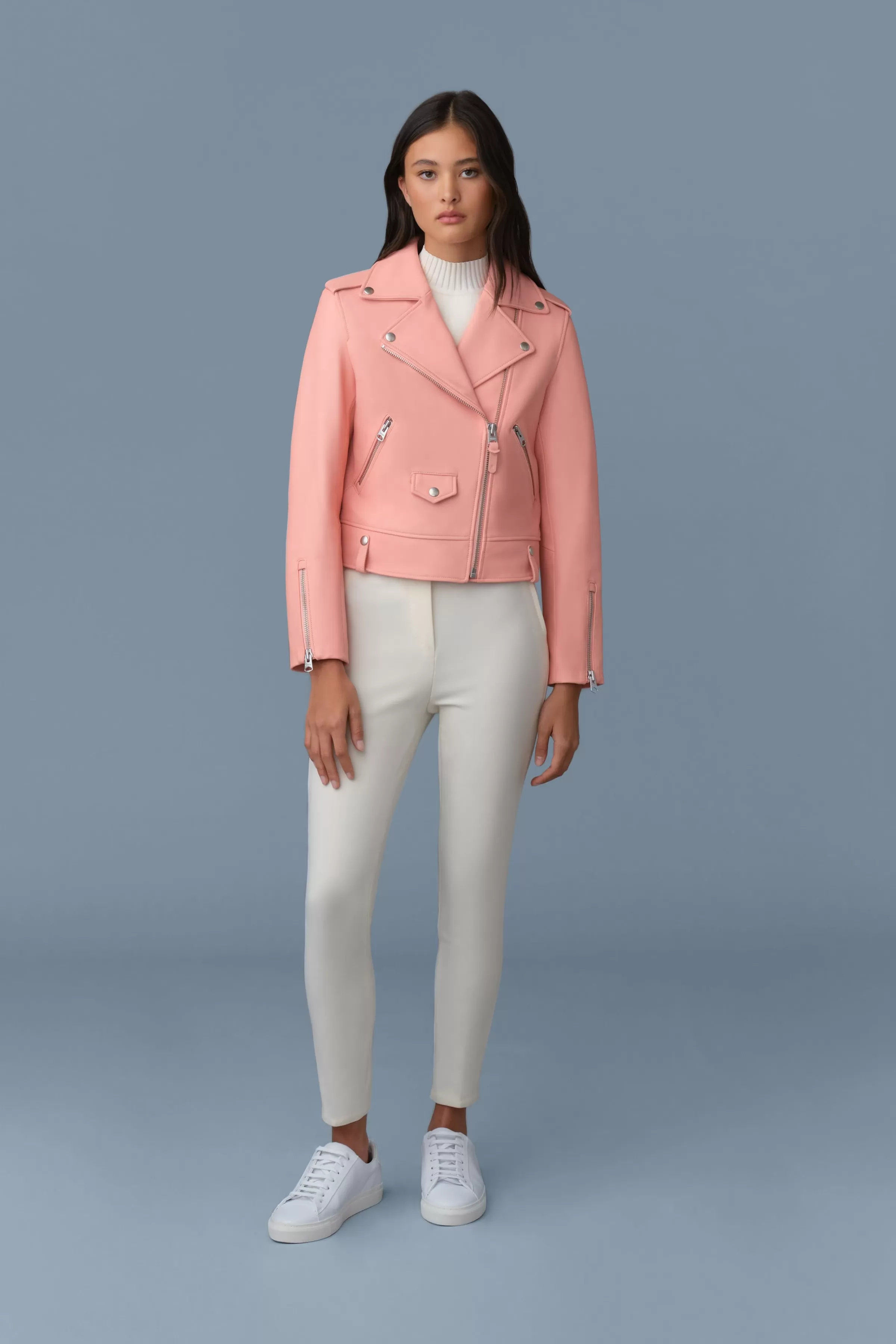 Baya, (R) Leather Biker Jacket For Ladies | ® US | Mackage Clearance