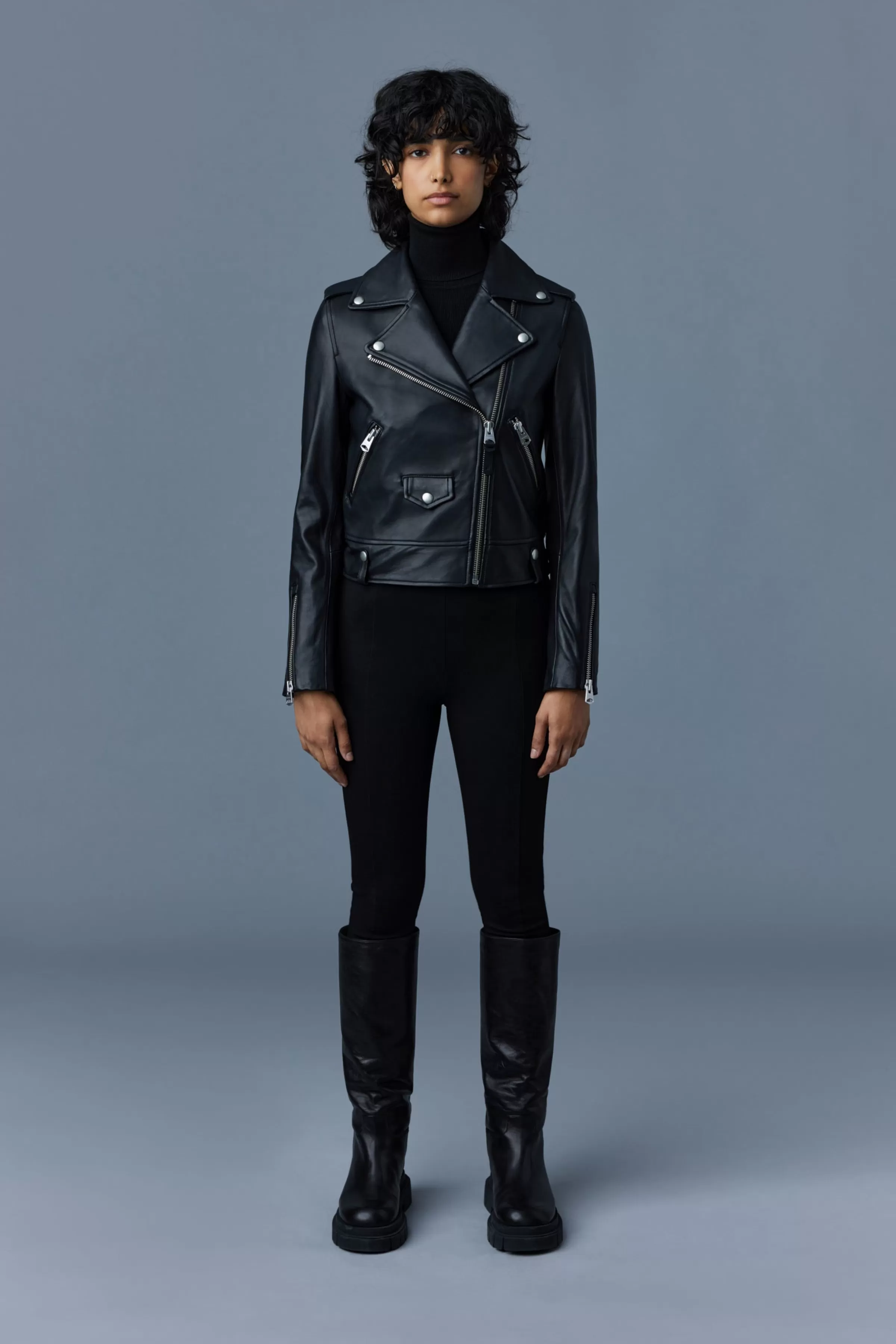 Baya, (R) Leather Biker Jacket For Ladies | ® US | Mackage Clearance