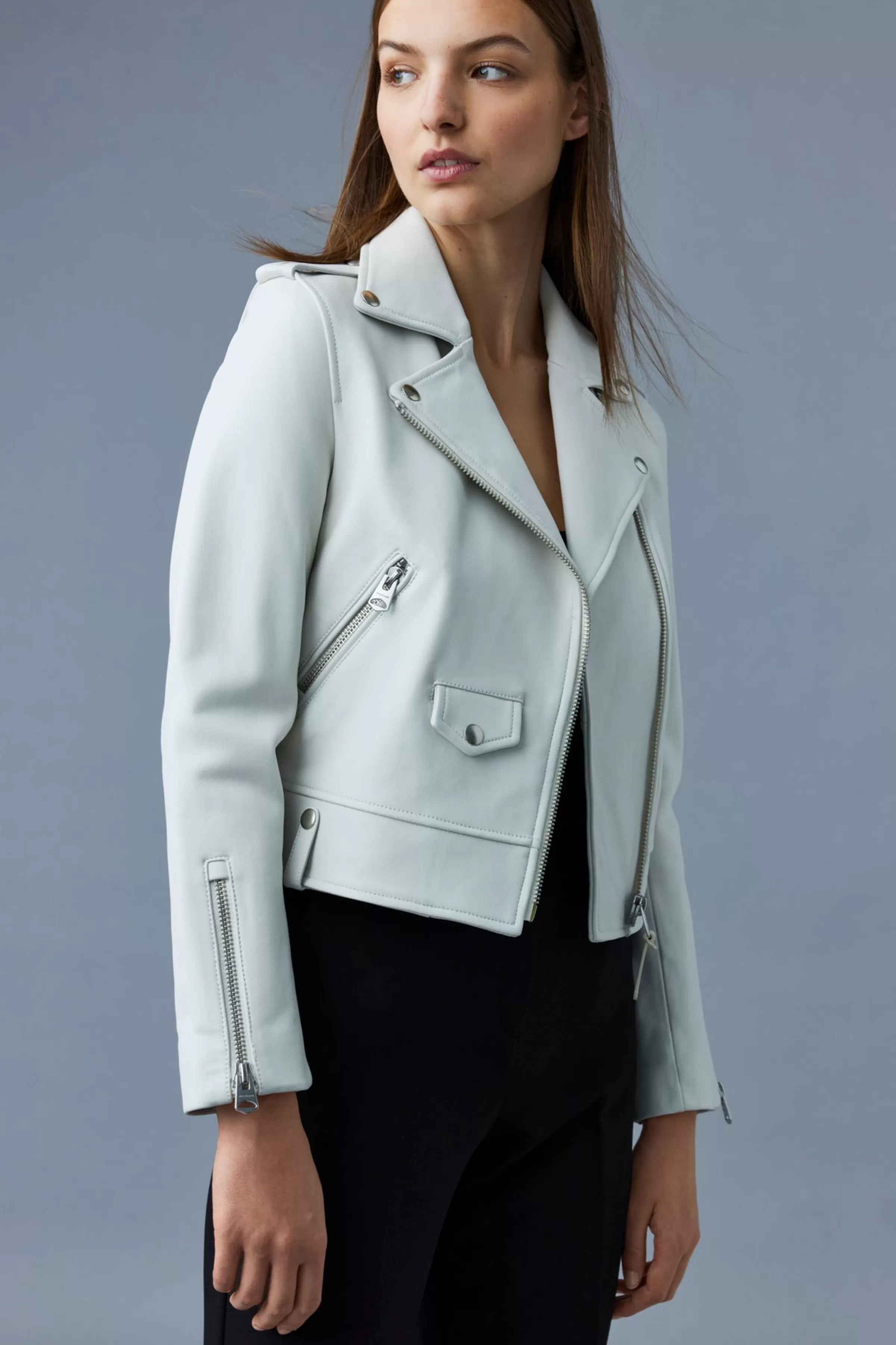 Baya, (R) Leather Biker Jacket For Ladies | ® US | Mackage Clearance