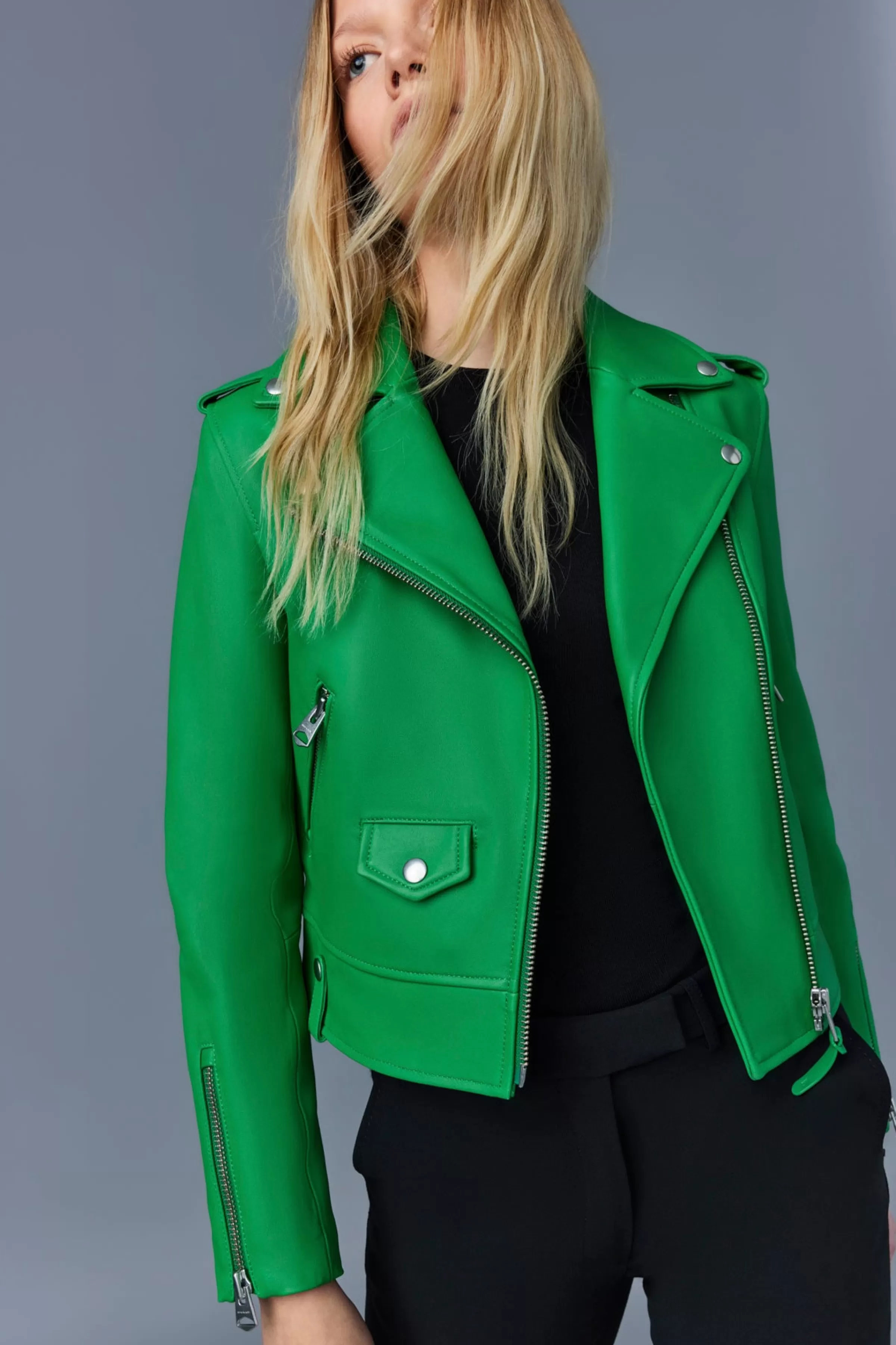 Baya, (R) Leather Biker Jacket For Ladies | ® US | Mackage Clearance