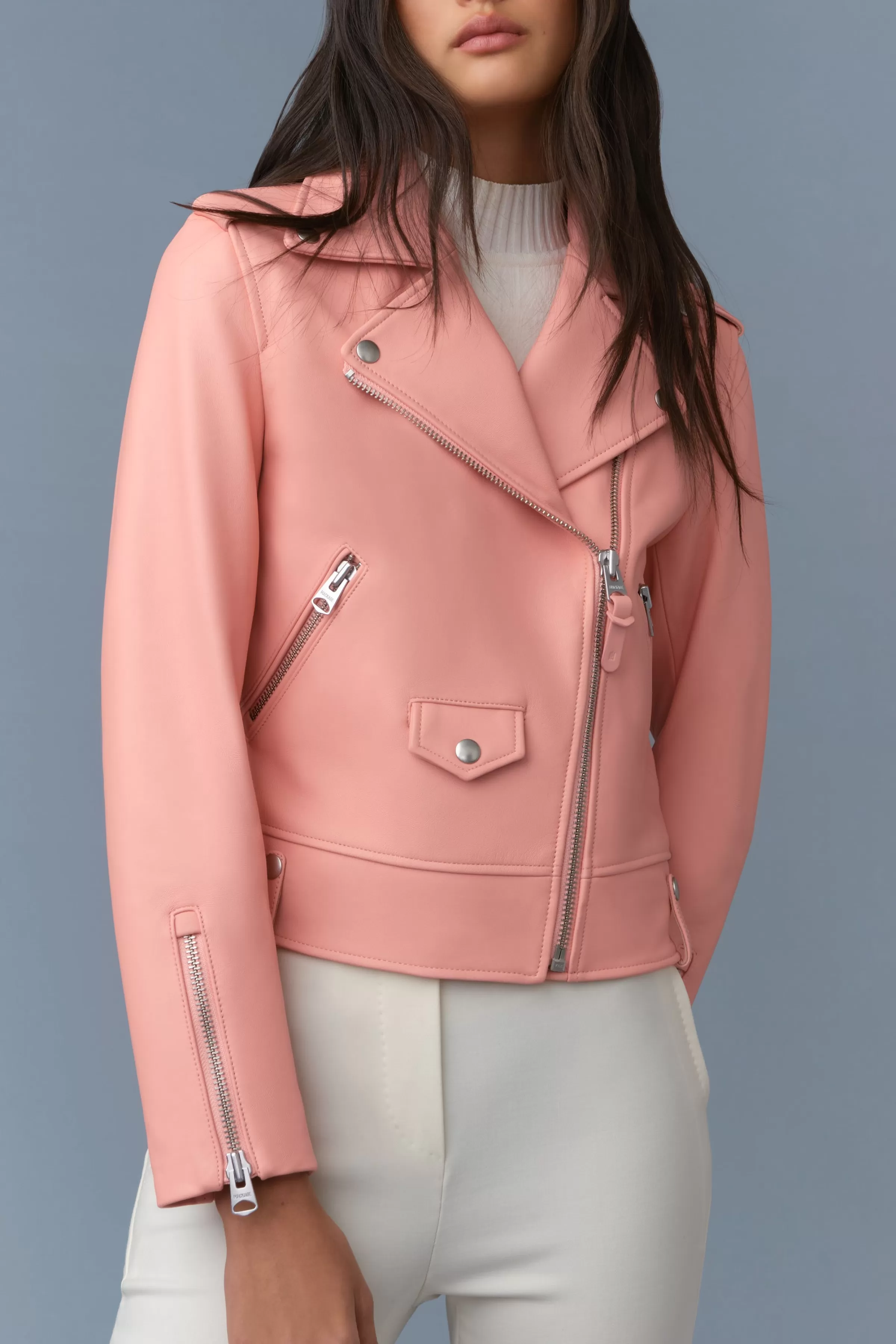 Baya, (R) Leather Biker Jacket For Ladies | ® US | Mackage Clearance