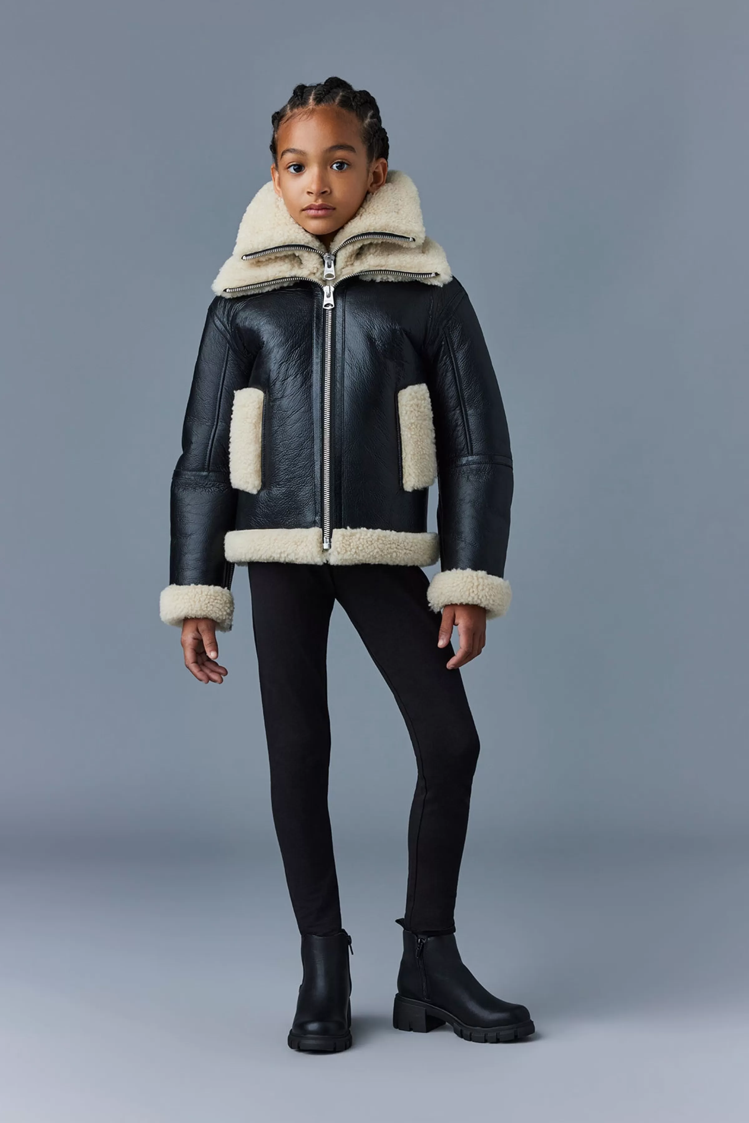 Calan, Sheepskin Bomber Jacket With Removable Collar For Kids (8-14 Years) | ® US | Mackage Cheap