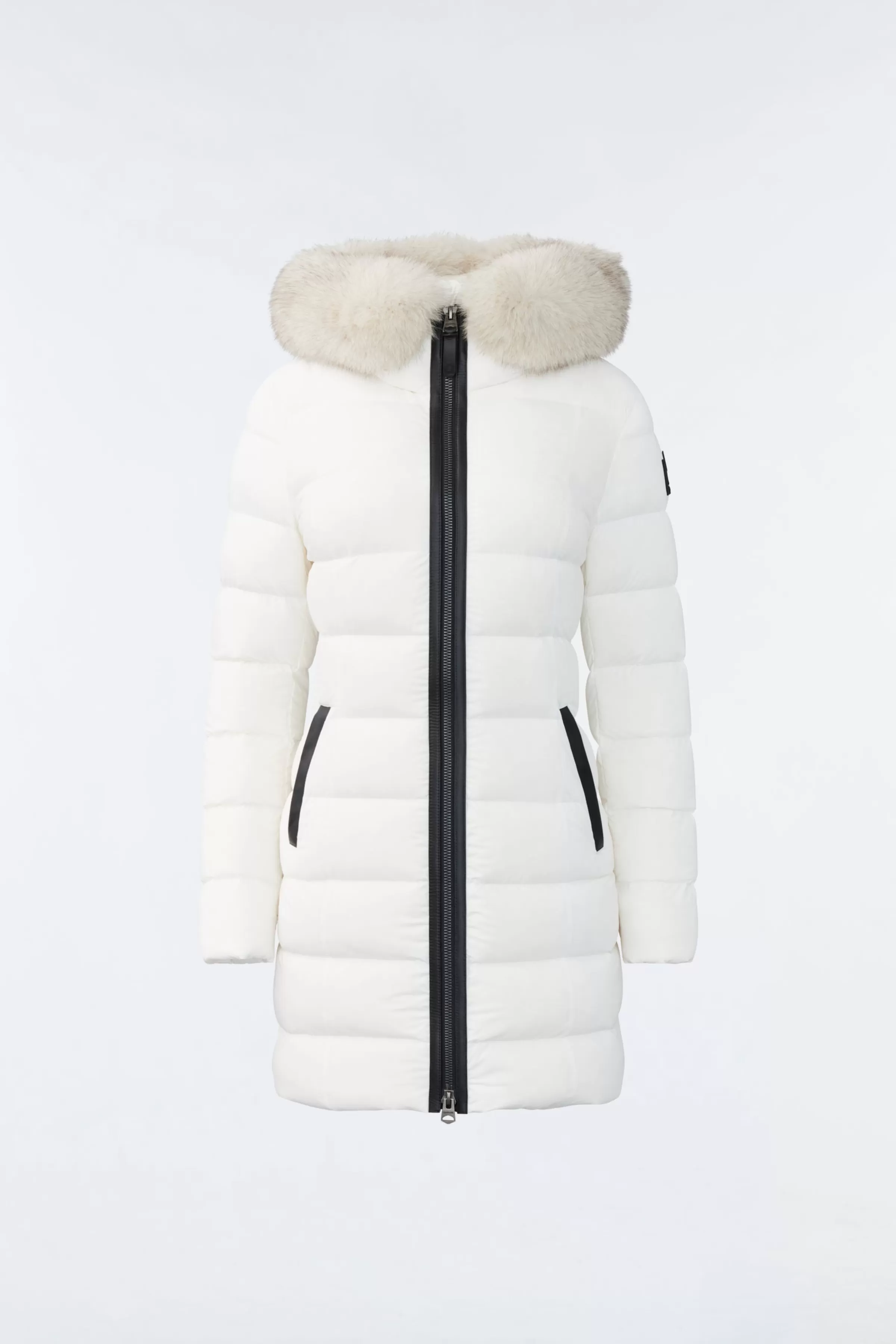 Calla, Agile-360 Stretch Light Down Coat With Blue Fox Fur Collar For Ladies | ® US | Mackage Fashion
