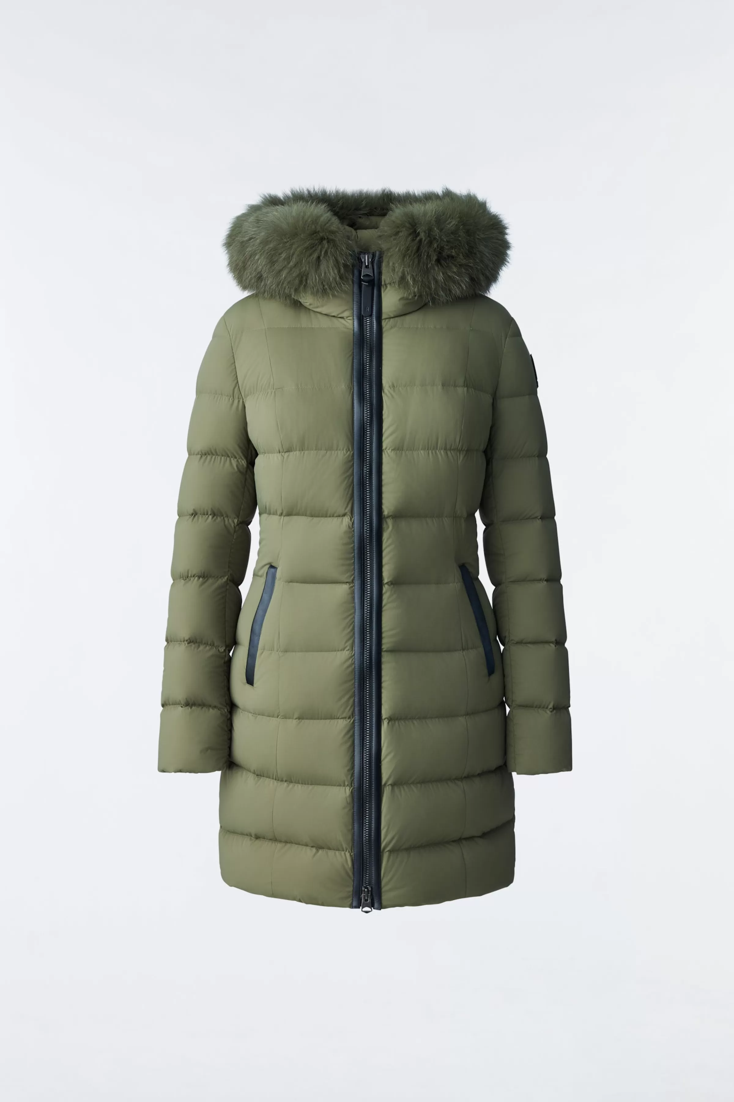Calla, Agile-360 Stretch Light Down Coat With Blue Fox Fur Collar For Ladies | ® US | Mackage Fashion