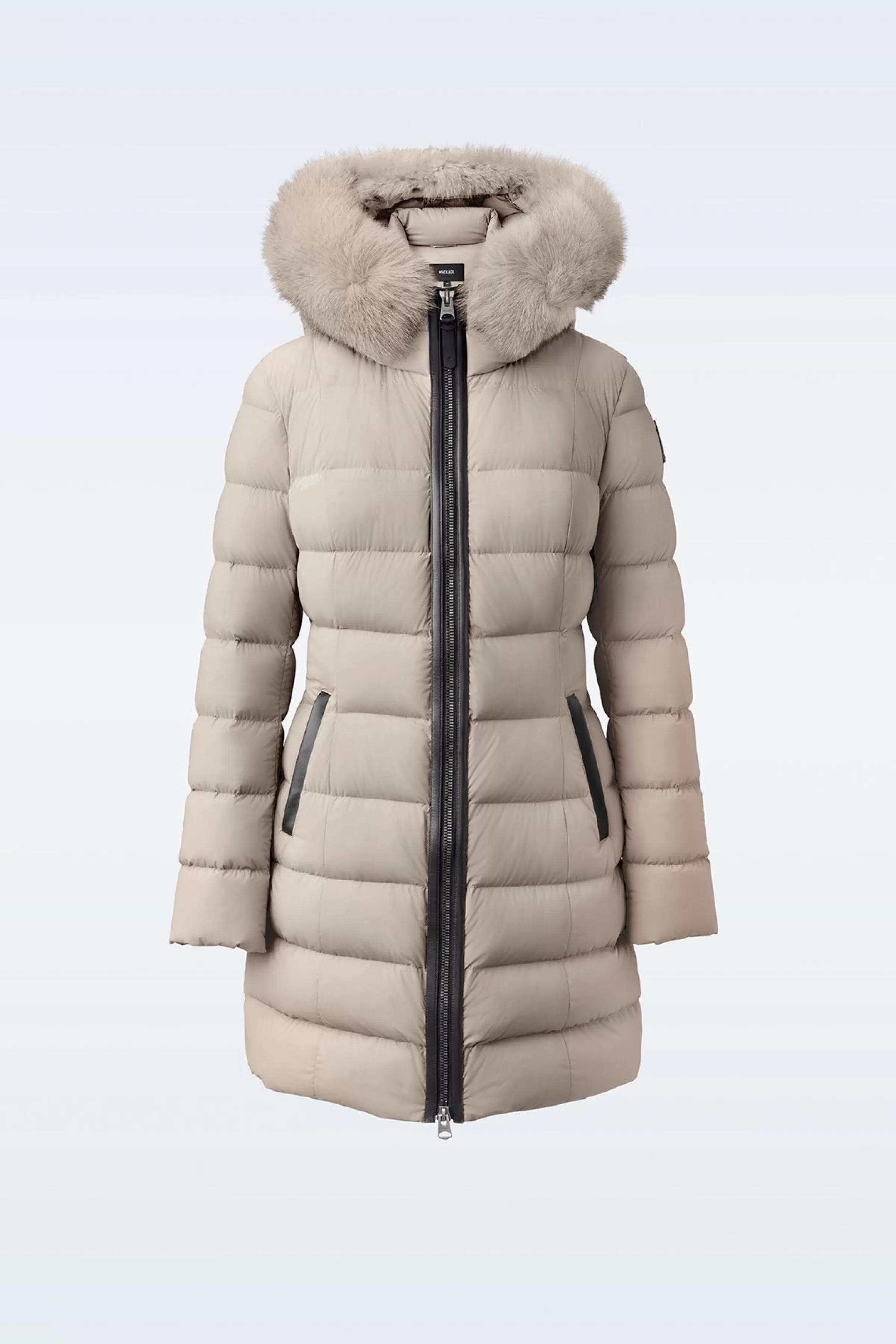 Calla, Agile-360 Stretch Light Down Coat With Blue Fox Fur Collar For Ladies | ® US | Mackage Fashion