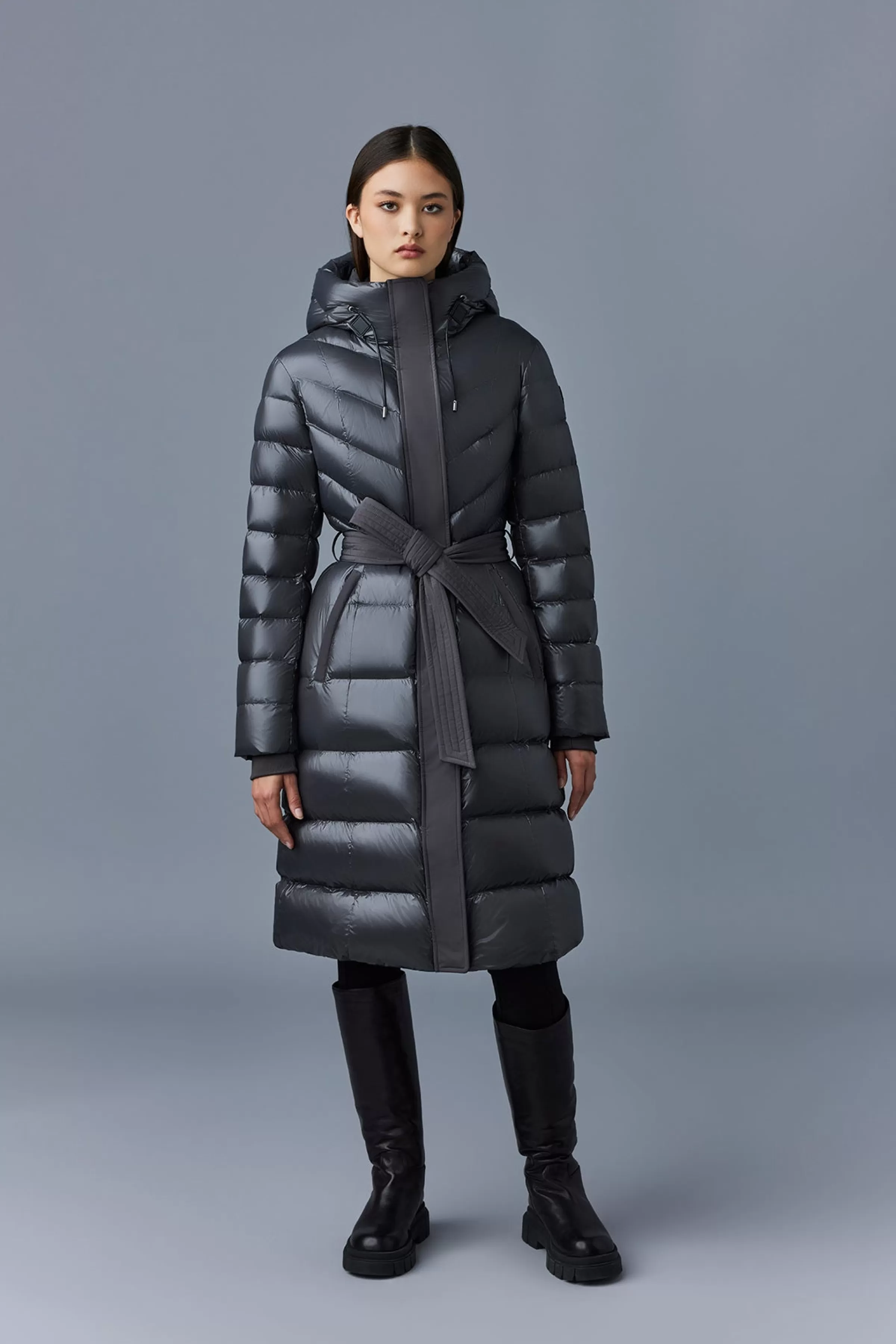 Coralia, Light Down Coat With Hood And Sash Belt For Ladies | ® US | Mackage Store