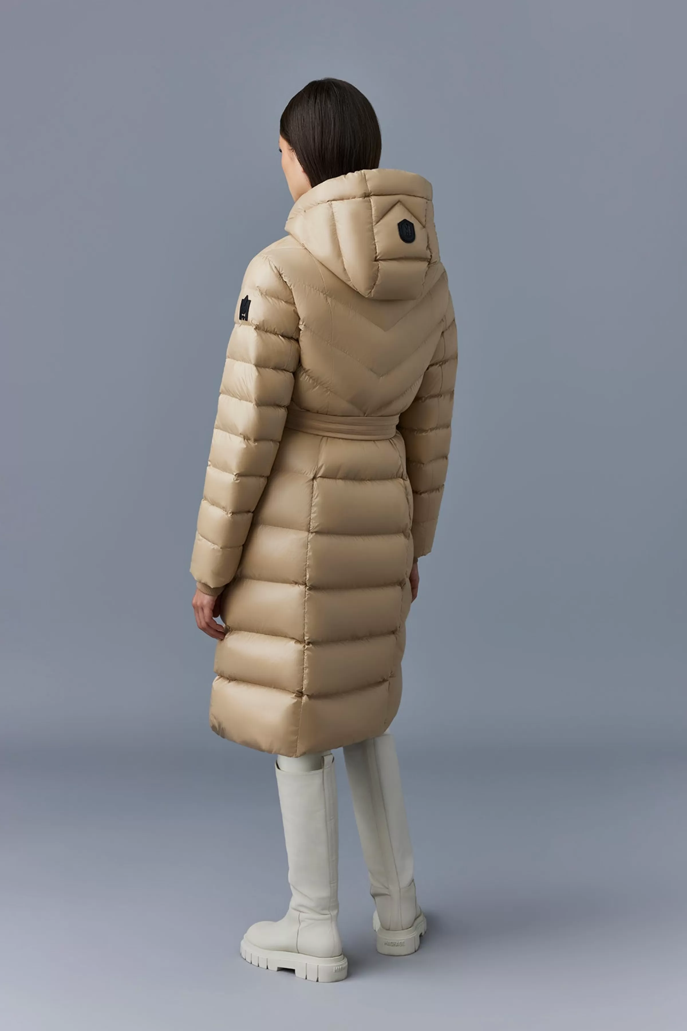 Coralia, Light Down Coat With Hood And Sash Belt For Ladies | ® US | Mackage Store