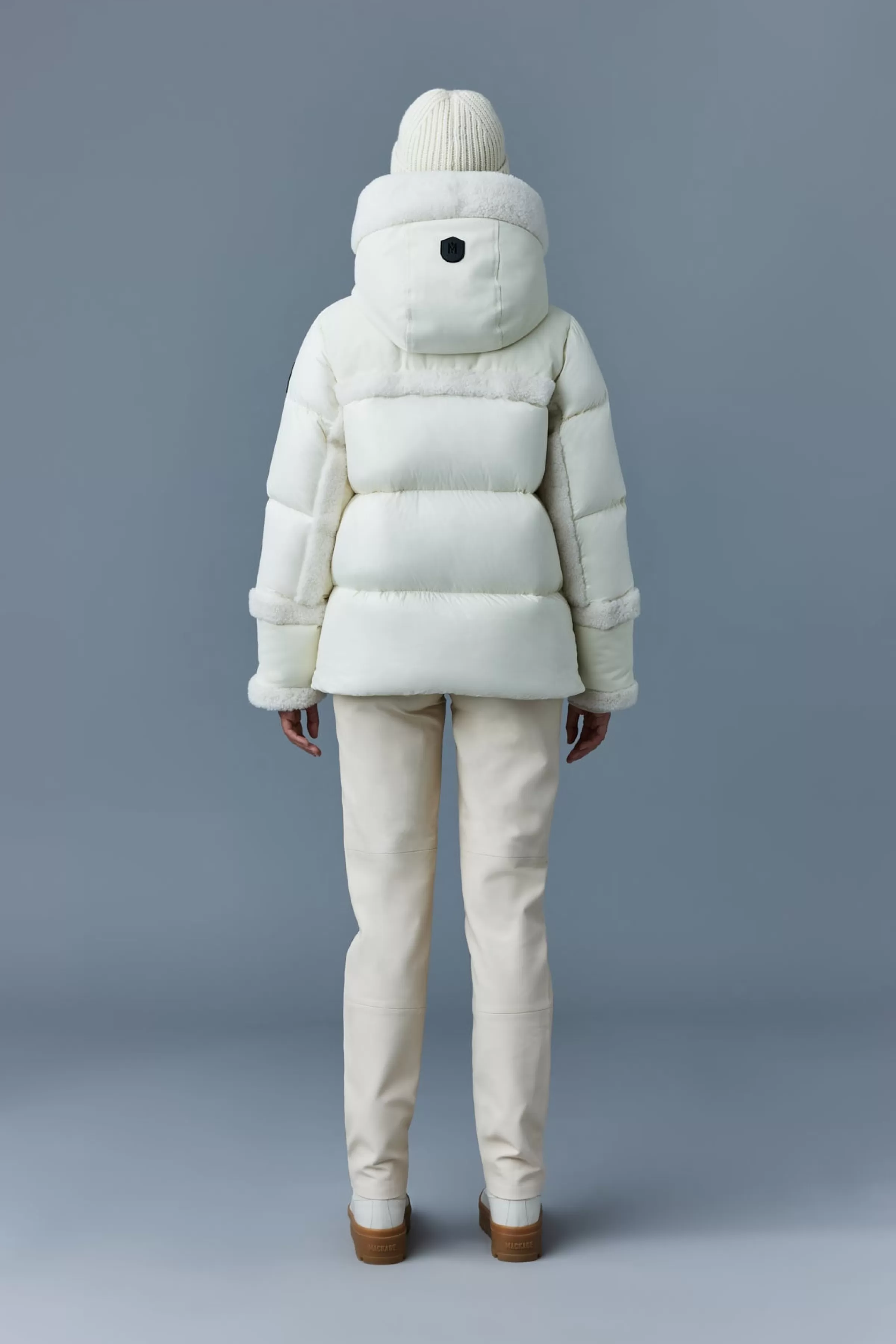 Cyrah, Arctic Twill Down Jacket With Shearling Trim For Ladies | ® US | Mackage Store