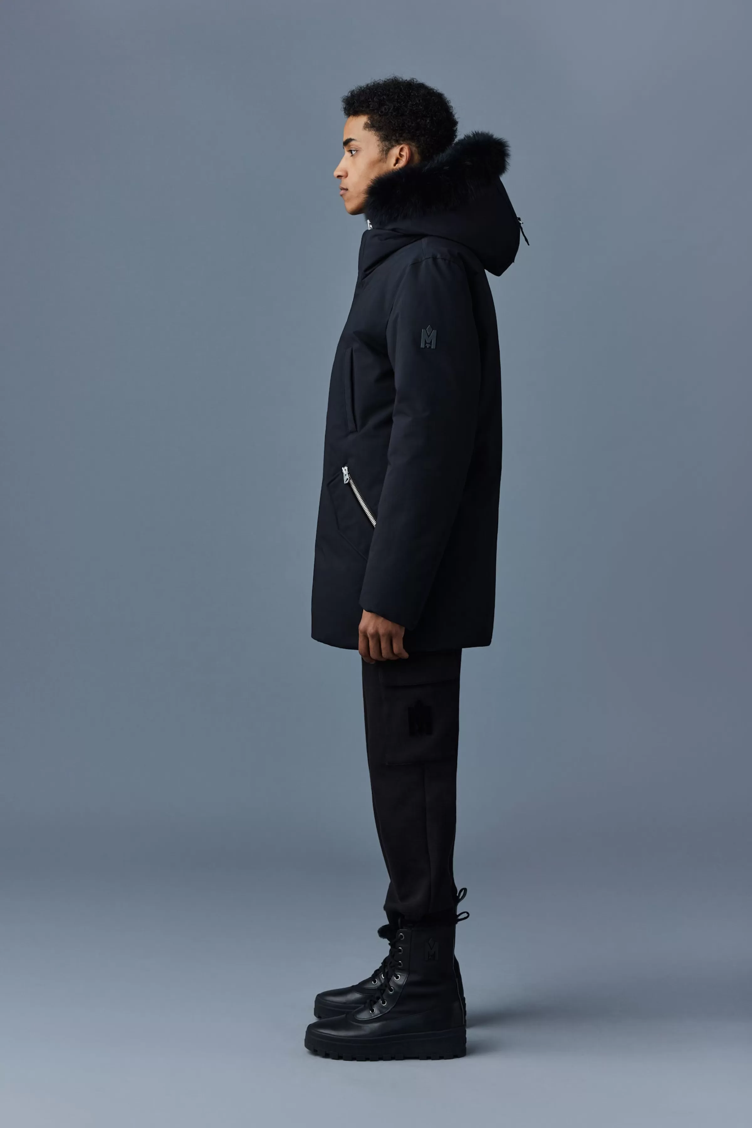 Edward, 2-in-1 Down Parka With Hooded Bib And Blue Fox Fur For Men | ® US | Mackage Online