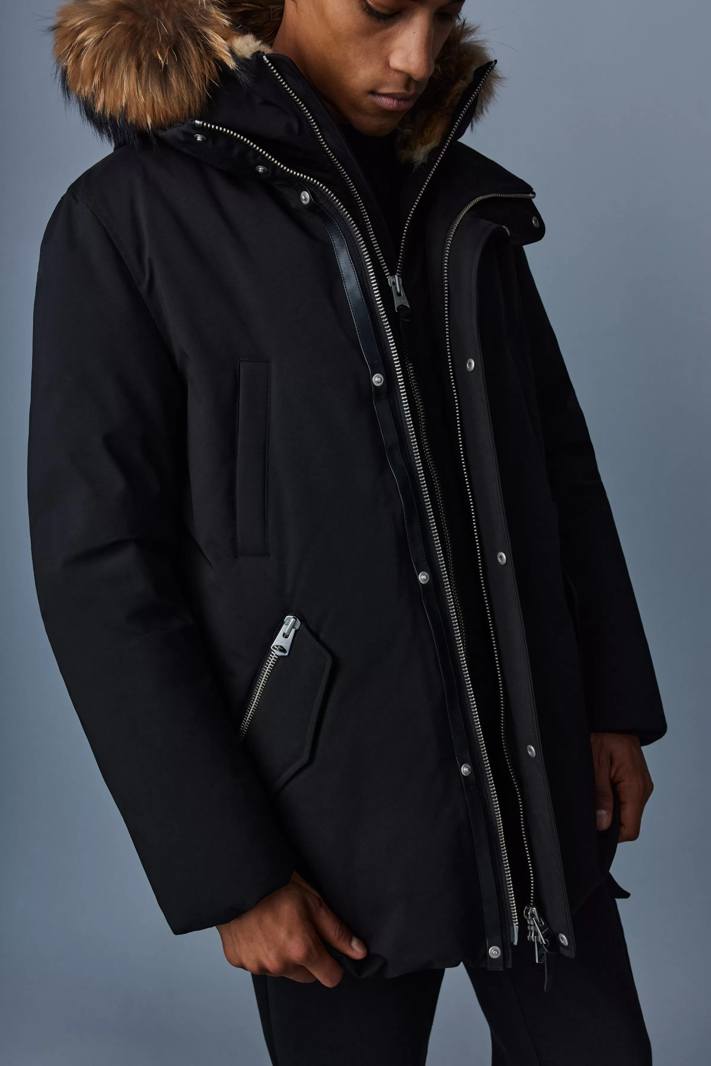 Edward, 2-in-1 Down Parka With Hooded Bib And Natural Fur For Men | ® US | Mackage Store