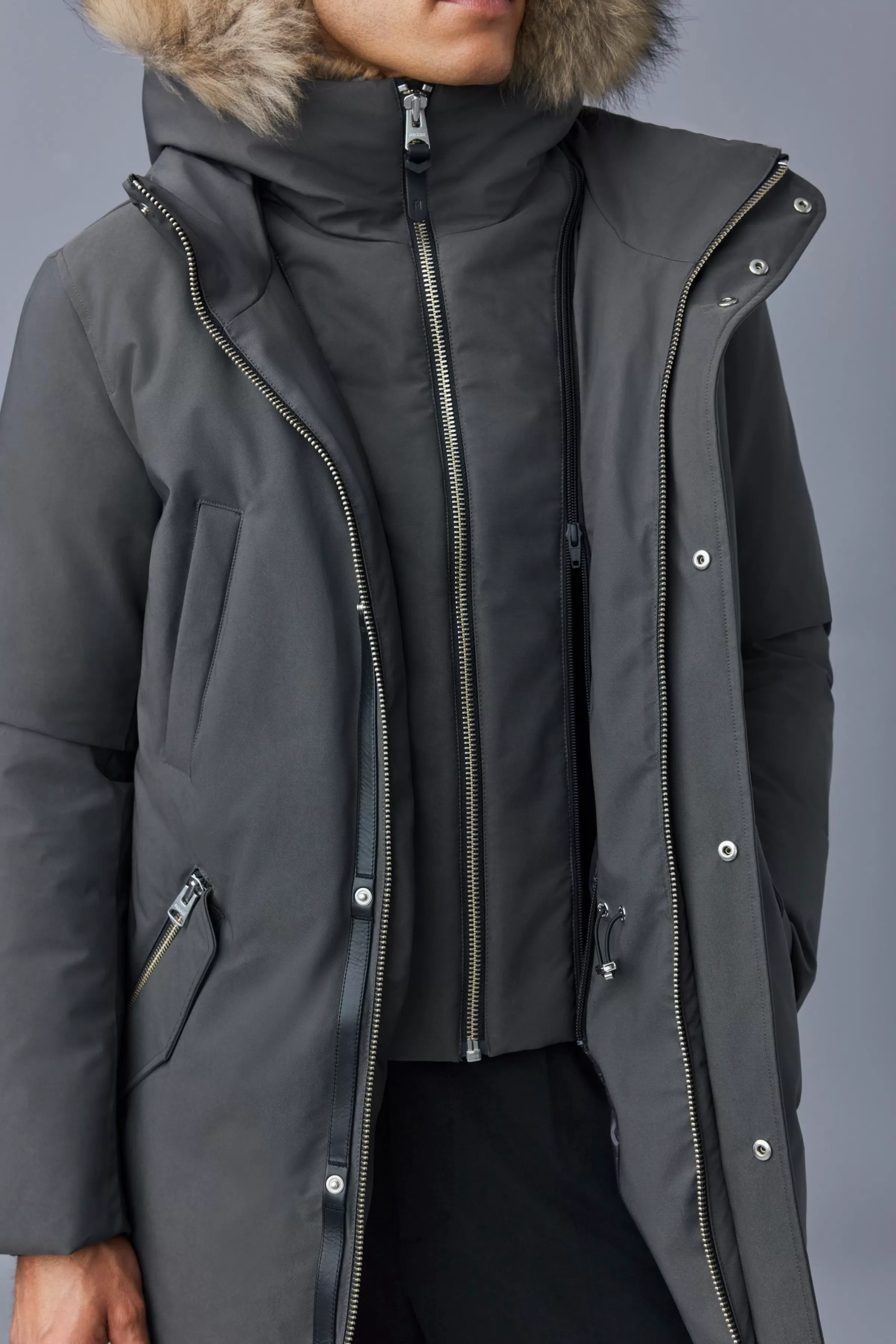 Edward, 2-in-1 Down Parka With Hooded Bib And Natural Fur For Men | ® US | Mackage Store