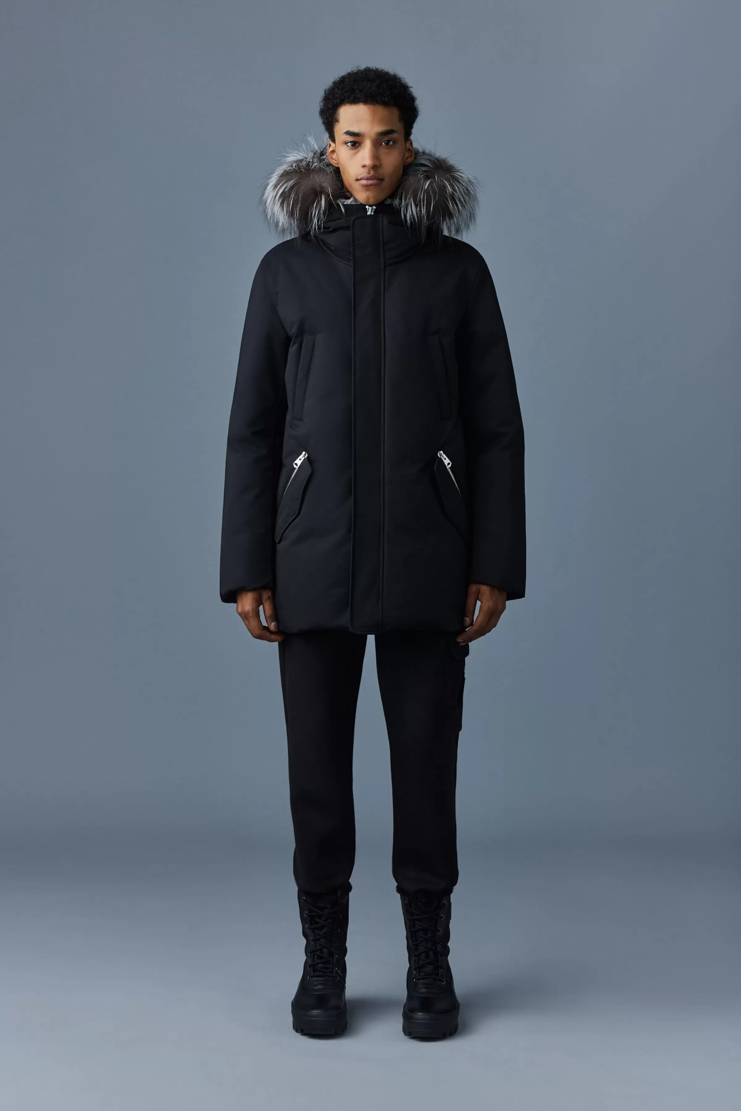 Edward, 2-in-1 Down Parka With Hooded Bib And Silver Fox Fur For Men | ® US | Mackage Online