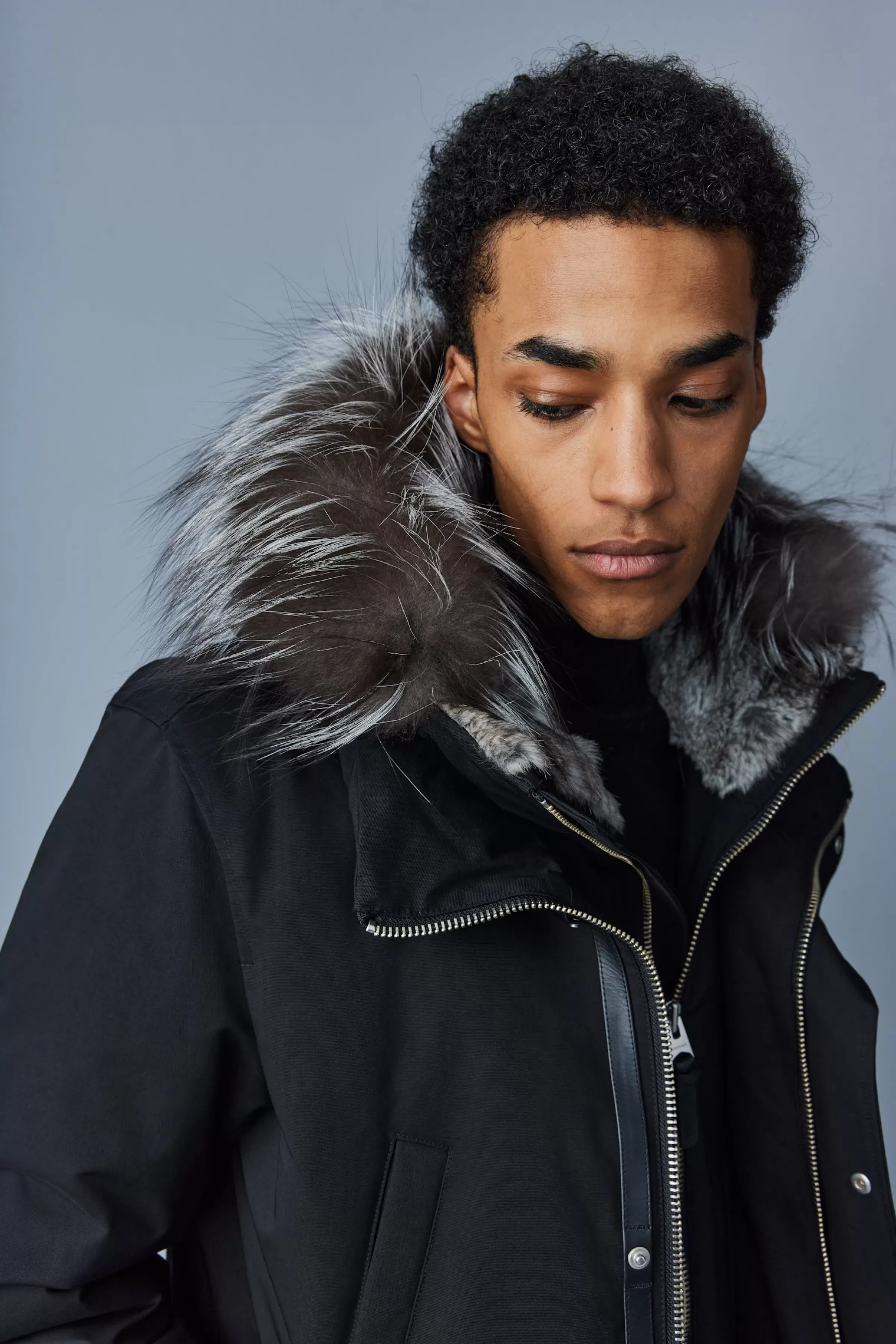 Edward, 2-in-1 Down Parka With Hooded Bib And Silver Fox Fur For Men | ® US | Mackage Online