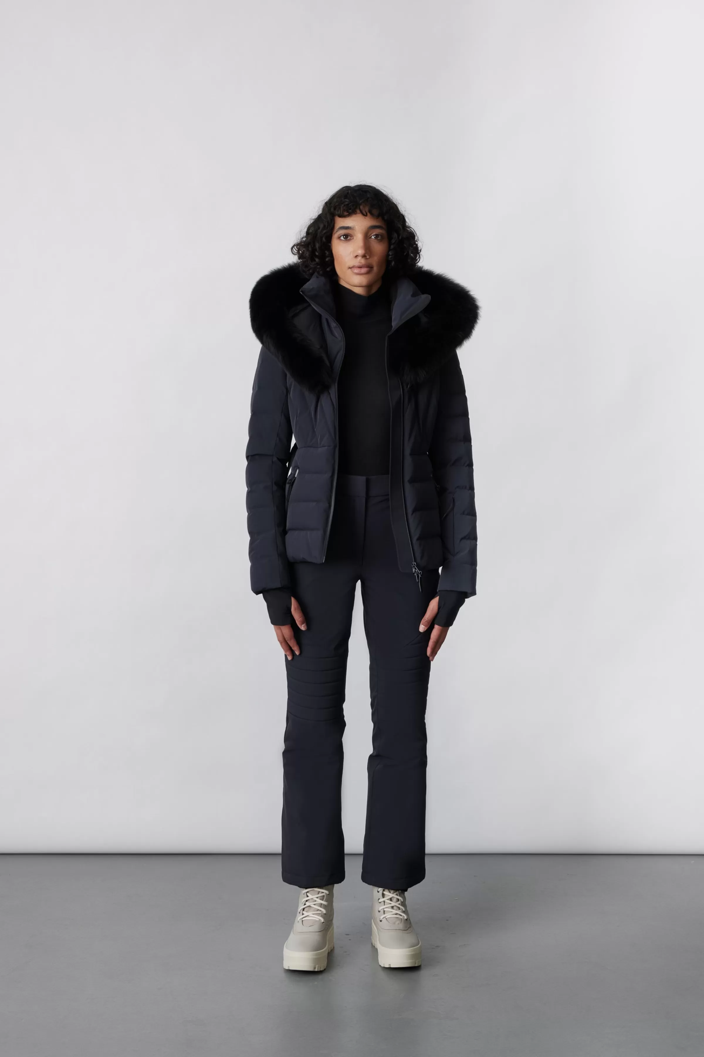 Elita, Down Ski Jacket With Removable Blue Fox Fur Trim For Ladies | ® US | Mackage Online