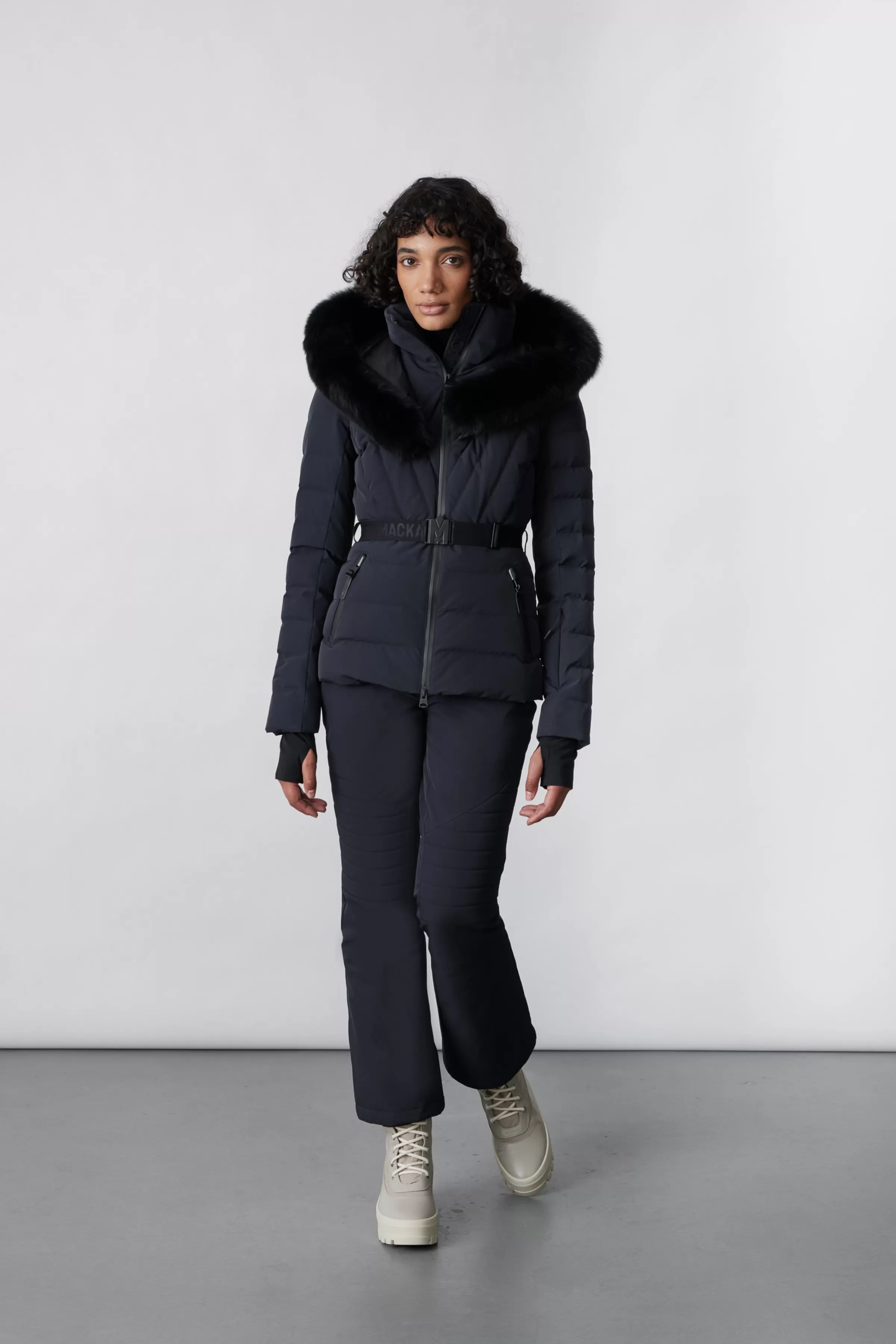 Elita, Down Ski Jacket With Removable Blue Fox Fur Trim For Ladies | ® US | Mackage Online