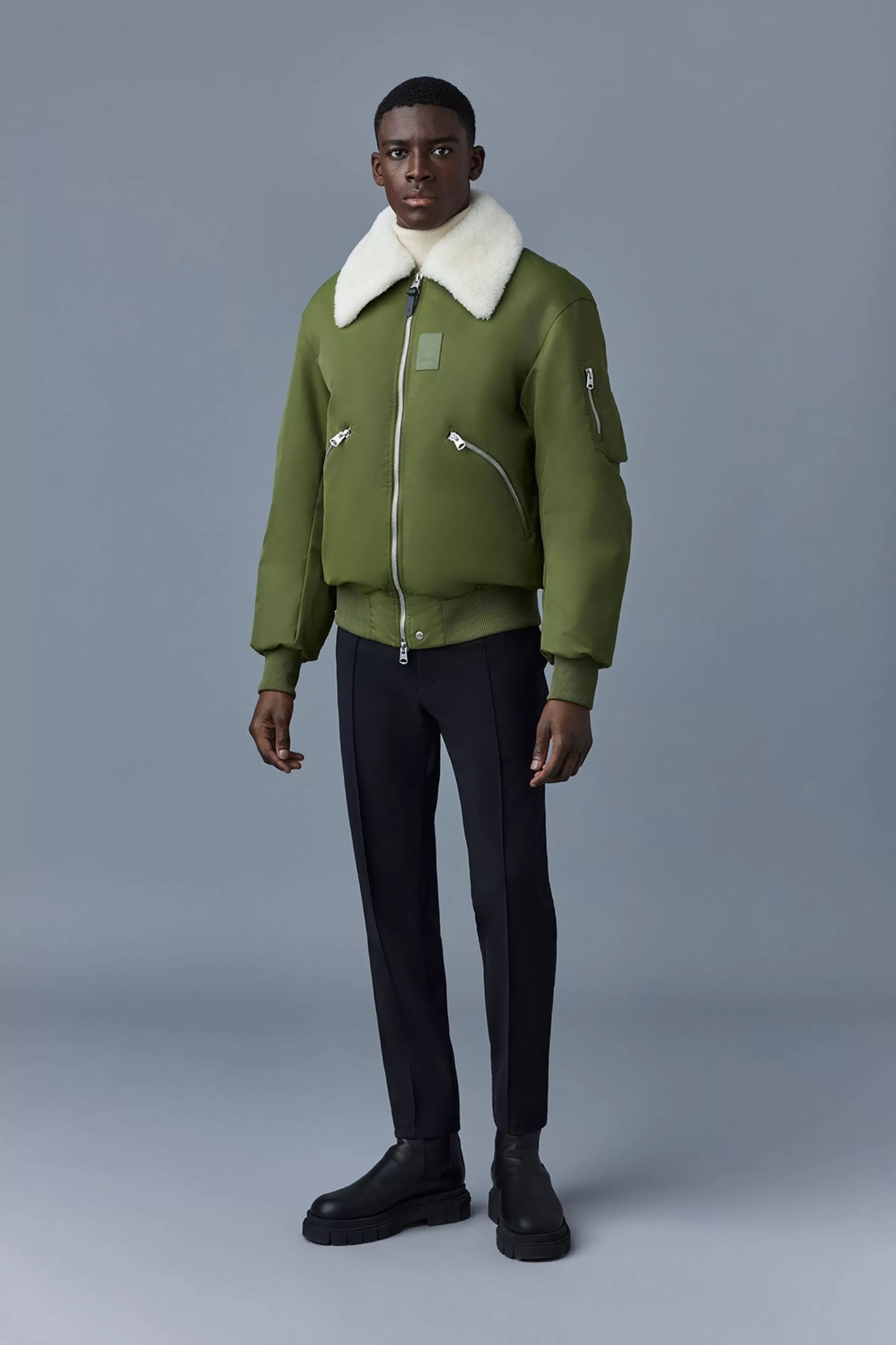 Francis, Down Bomber Jacket With Shearling Collar  For Men | ® US | Mackage Clearance