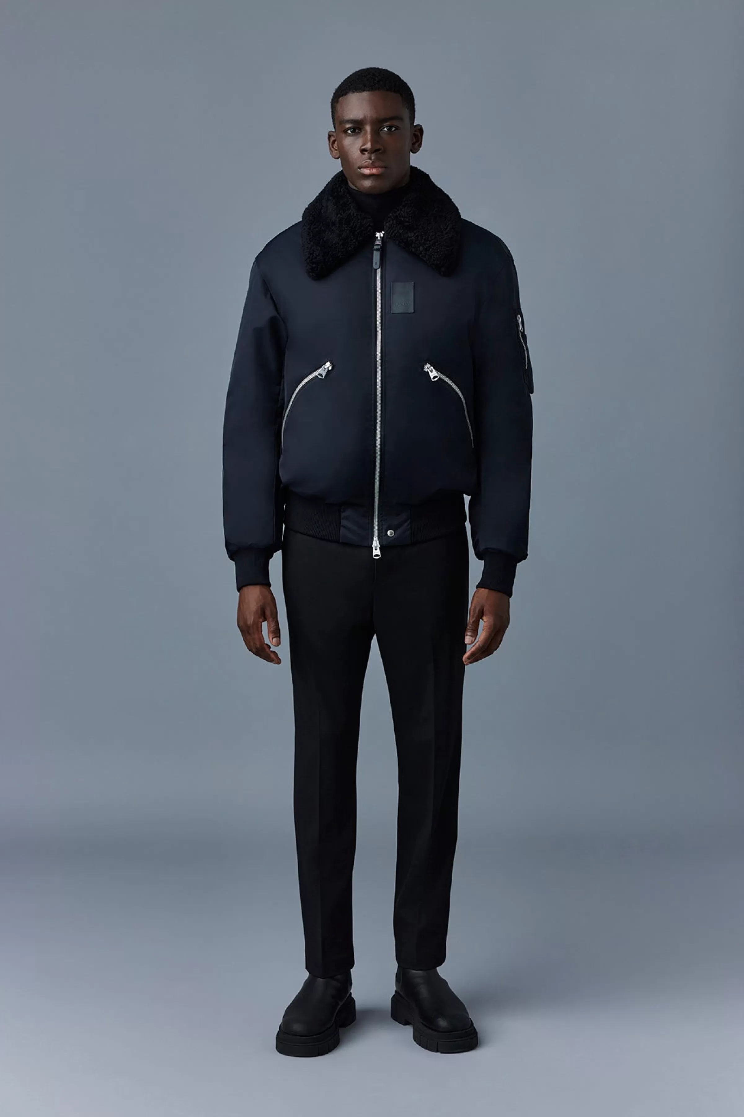 Francis, Down Bomber Jacket With Shearling Collar  For Men | ® US | Mackage Clearance