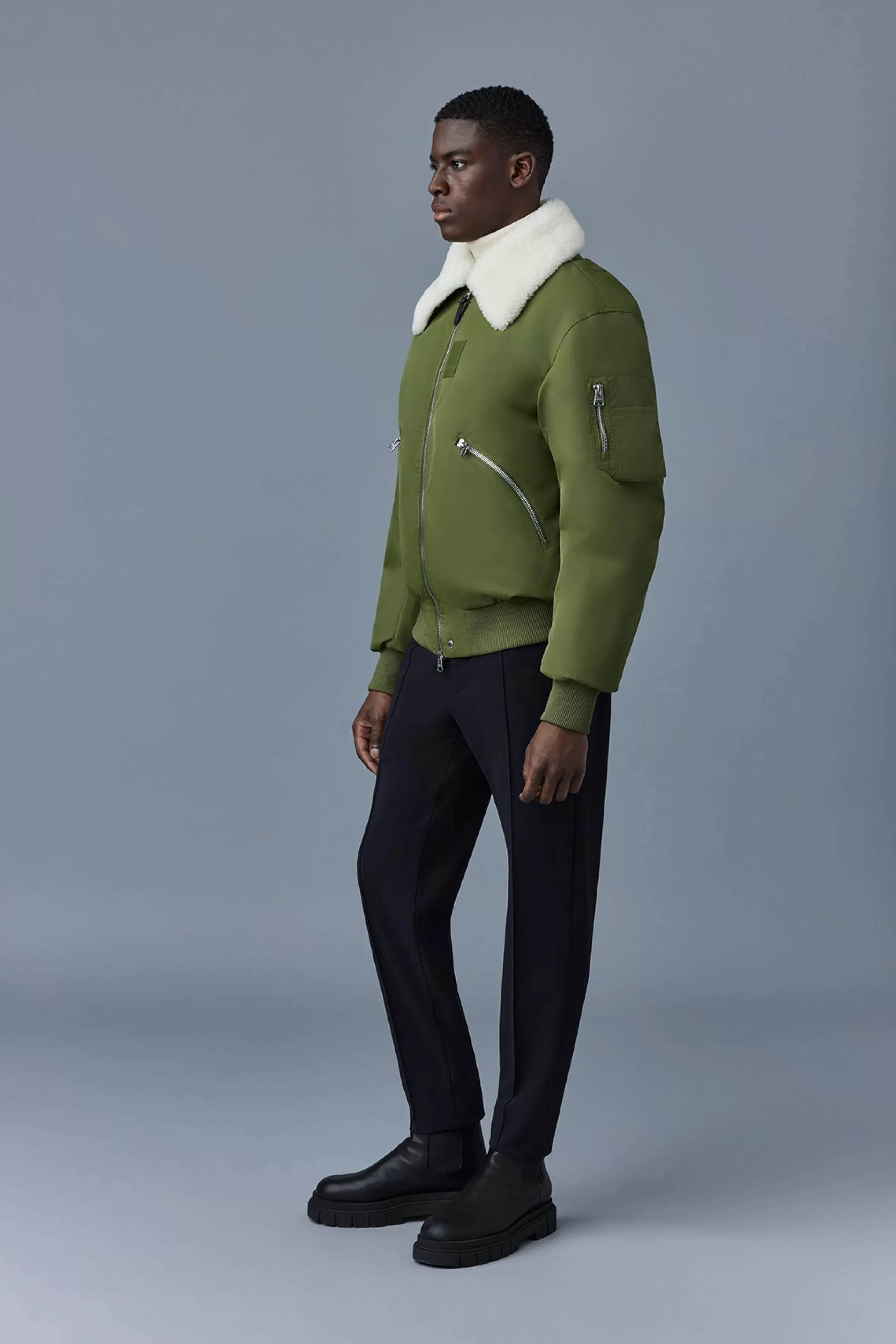 Francis, Down Bomber Jacket With Shearling Collar  For Men | ® US | Mackage Clearance