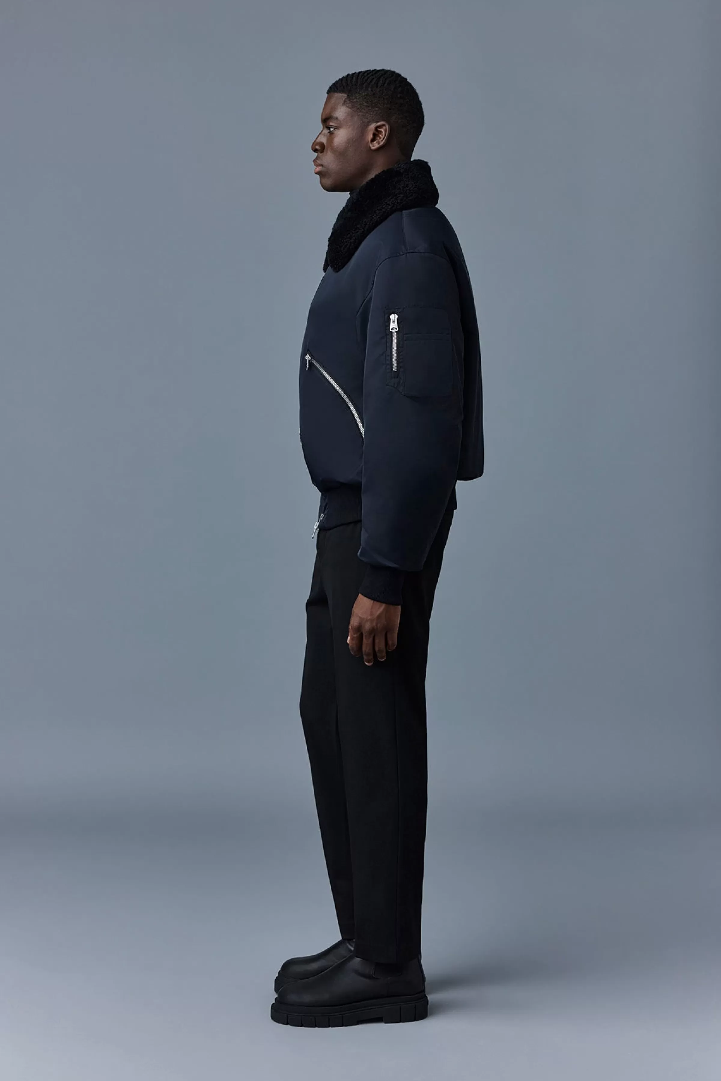Francis, Down Bomber Jacket With Shearling Collar  For Men | ® US | Mackage Clearance