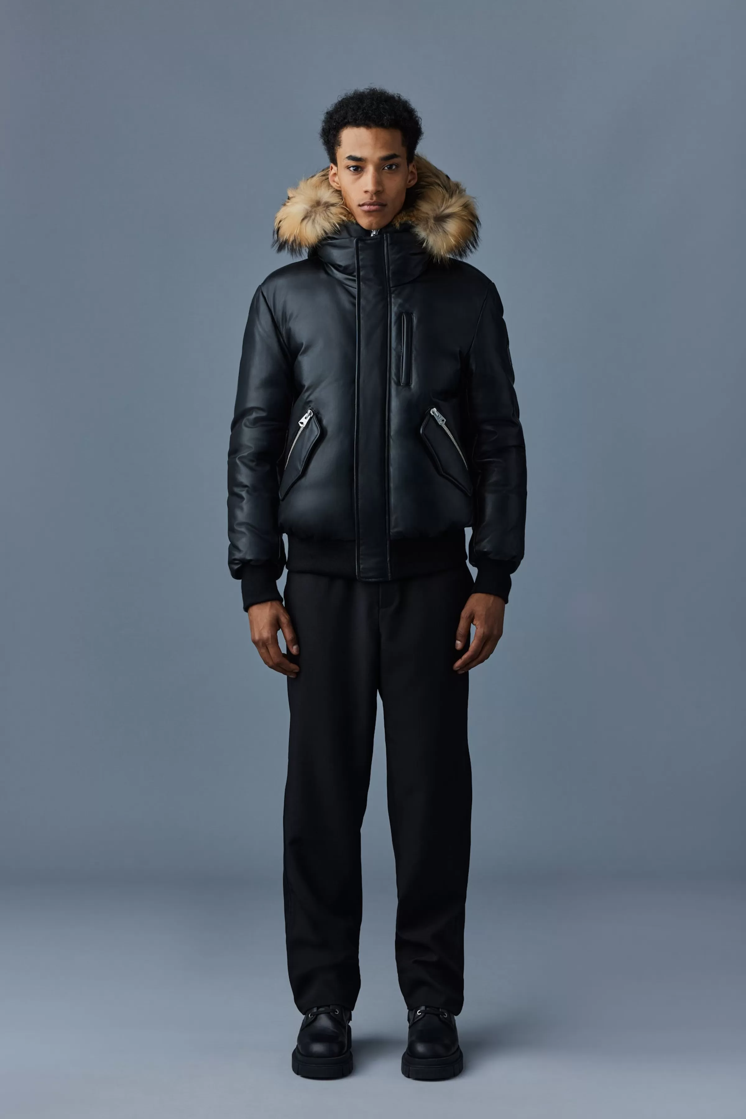 Glen, 2-in-1 (R)Leather Bomber Jacket With Hooded Bib & Natural Fur For Men | ® US | Mackage Flash Sale