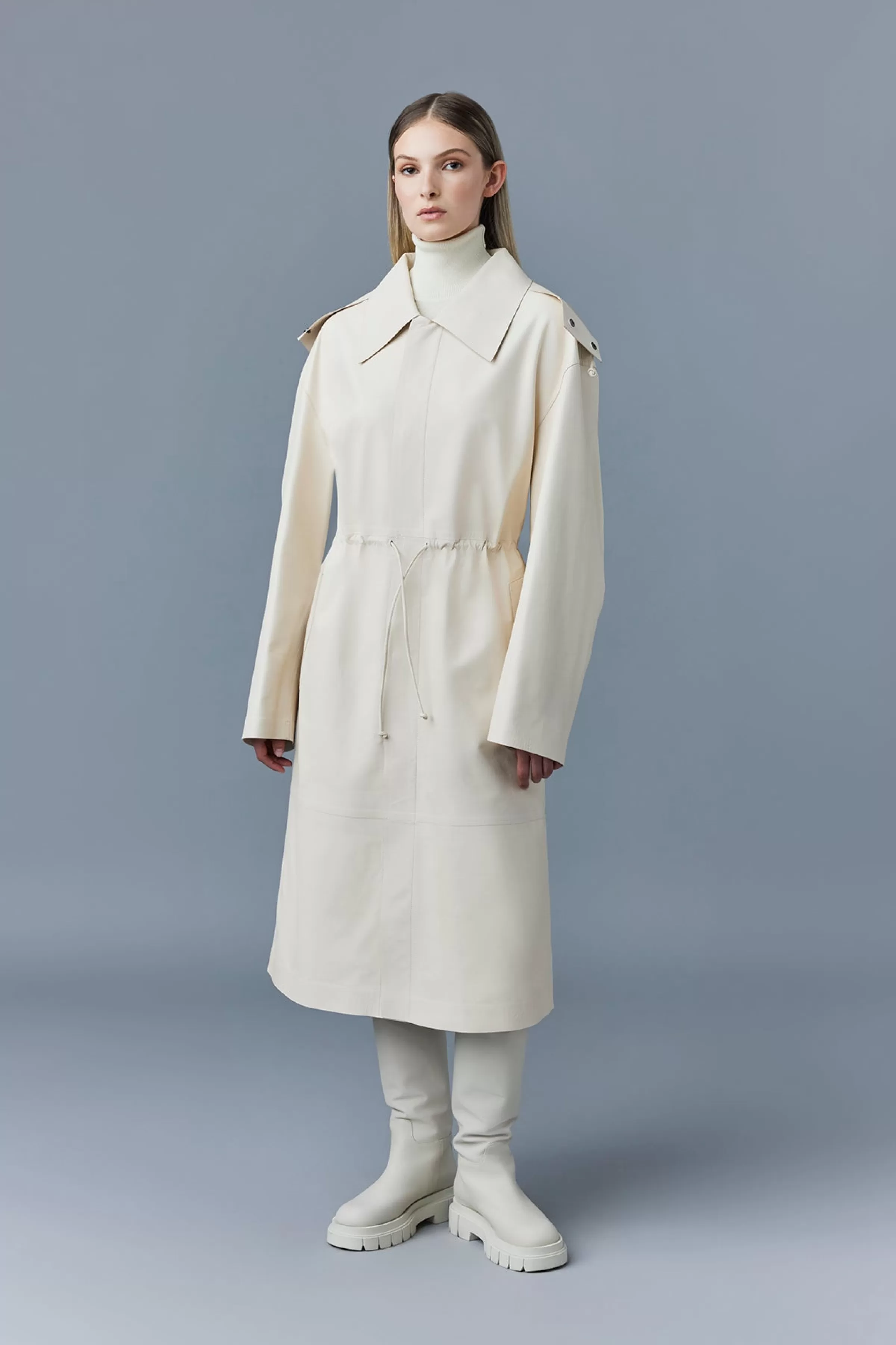 Glory, Calfskin Trench Coat With Waist Drawcord For Ladies | ® US | Mackage Online