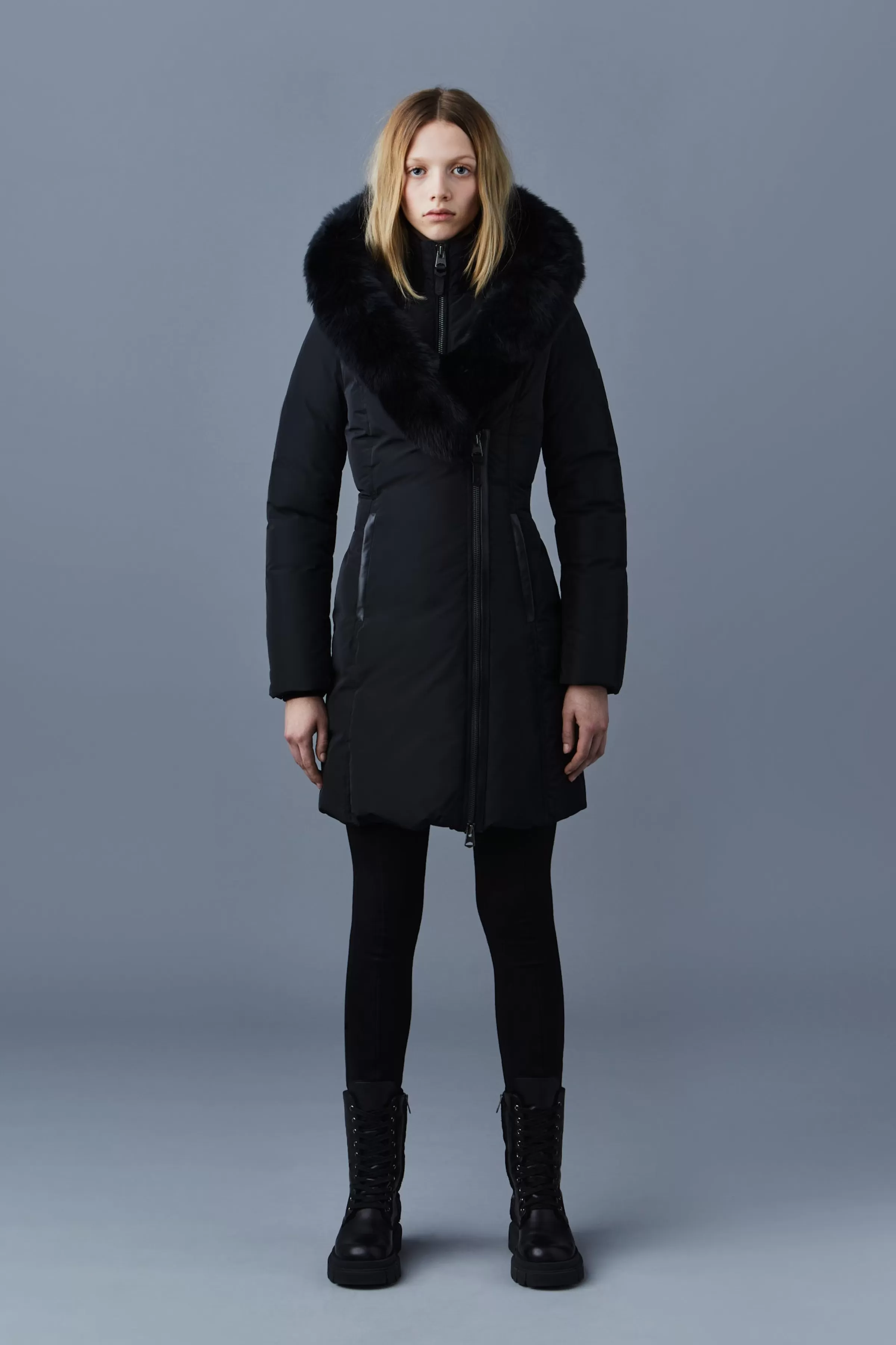 Kay, Down Coat With Blue Fox Fur Signature Collar For Ladies | ® US | Mackage Cheap