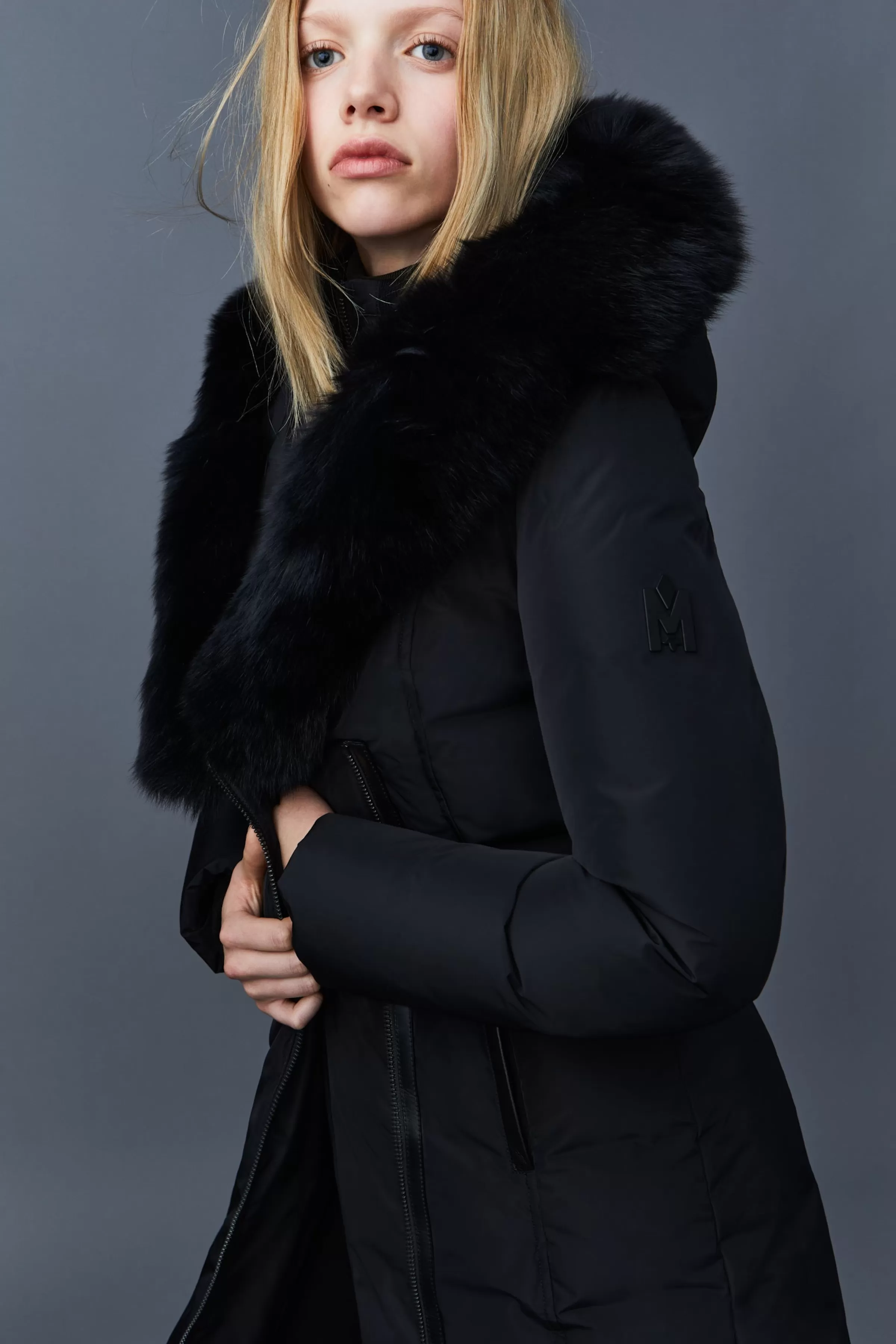 Kay, Down Coat With Blue Fox Fur Signature Collar For Ladies | ® US | Mackage Cheap
