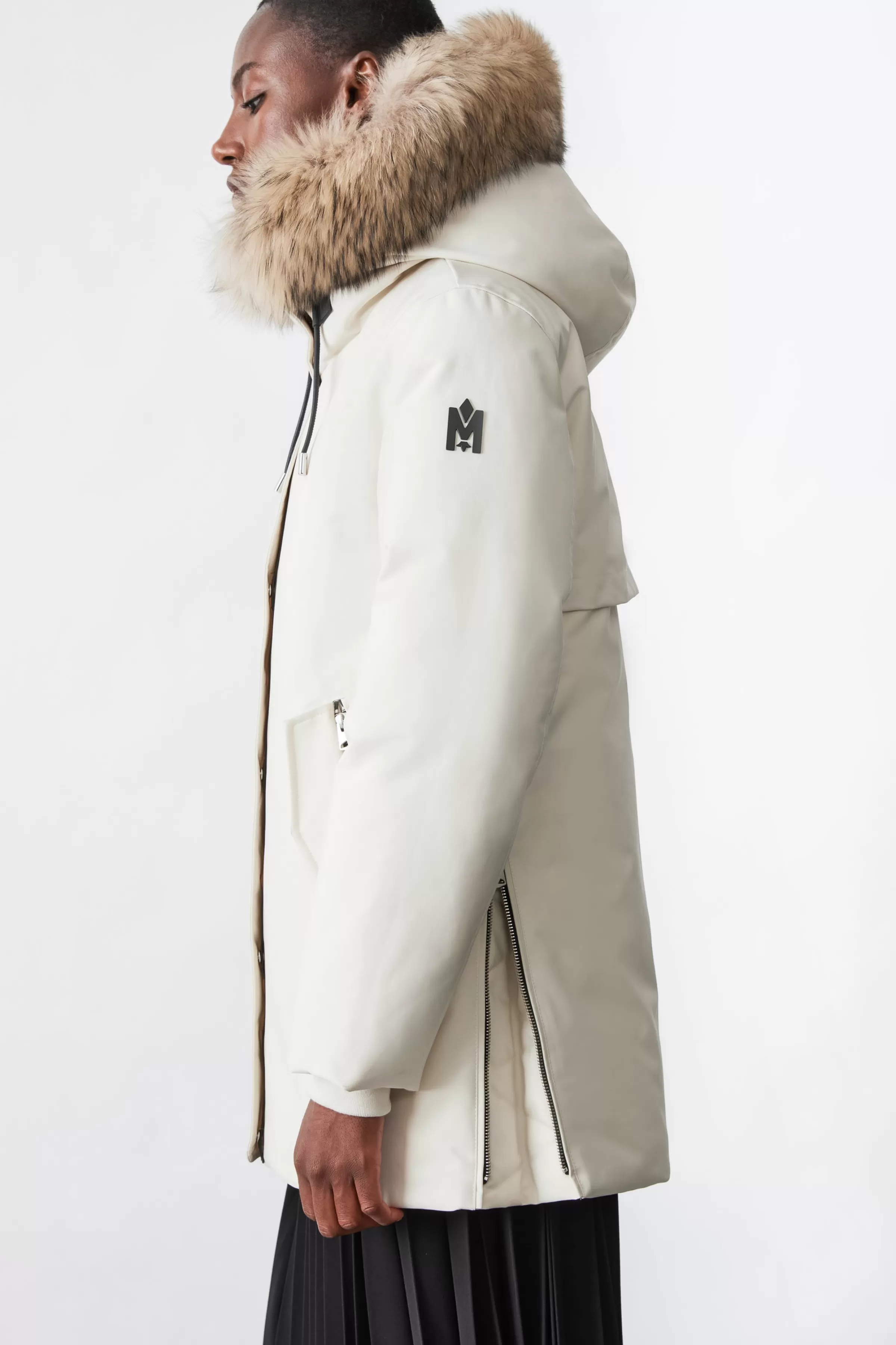Kinslee, 2-in-1 Oversized Down Parka With Bib And Natural Fur For Ladies | ® US | Mackage Outlet
