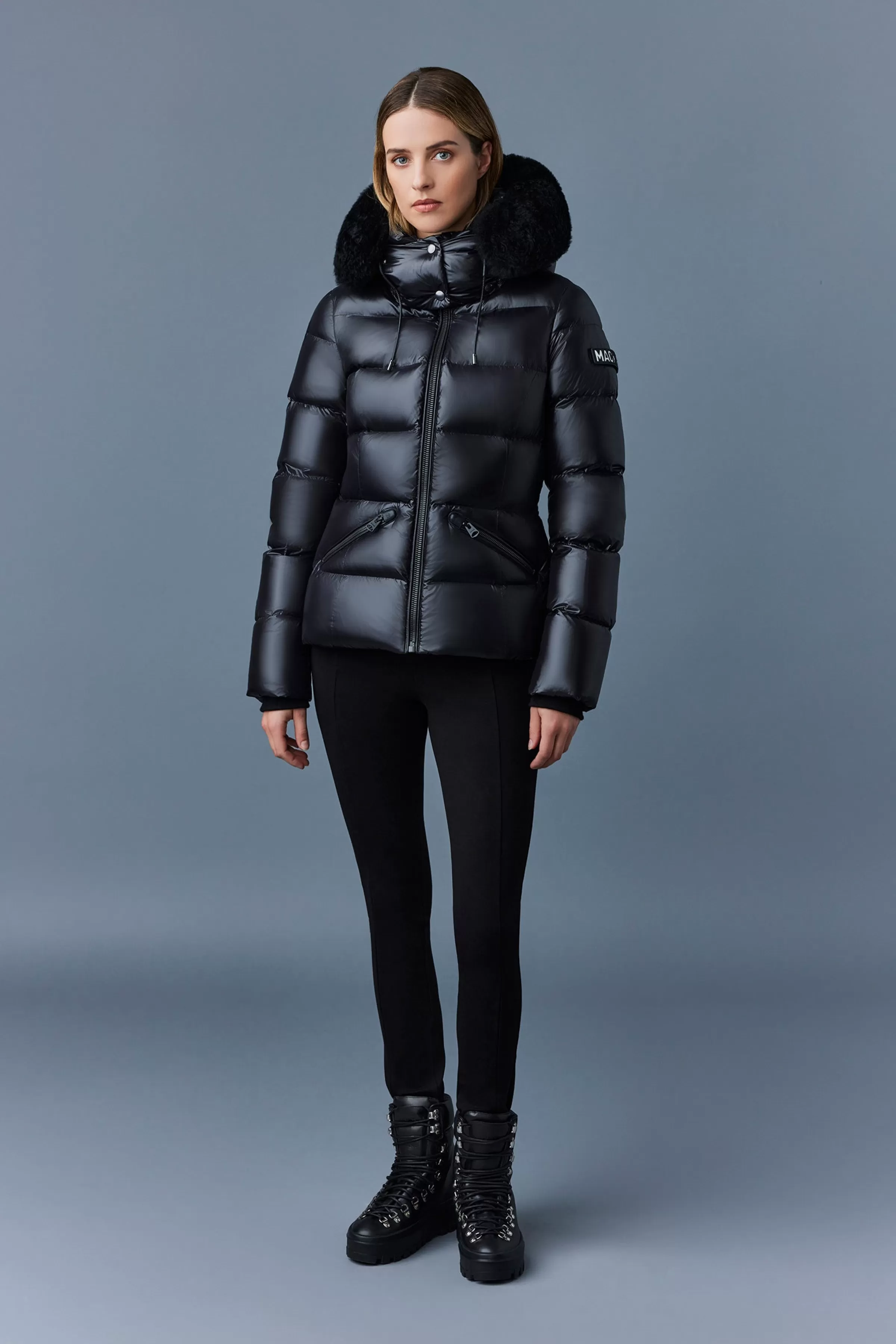 Madalyn, Channel Quilted Nano Down Jacket With Removable Hood And Fur Trim For Ladies | ® US | Mackage New