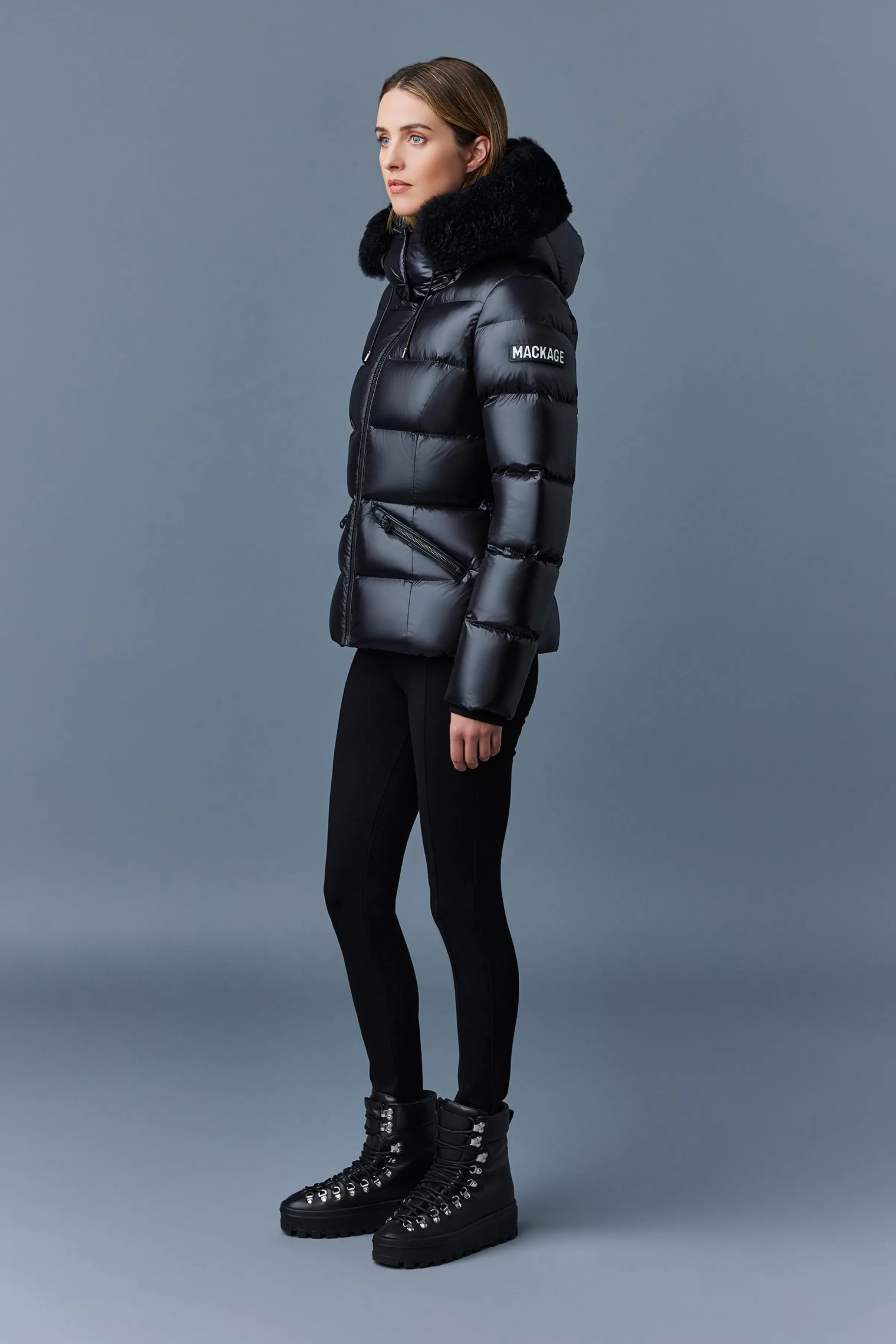 Madalyn, Channel Quilted Nano Down Jacket With Removable Hood And Fur Trim For Ladies | ® US | Mackage New