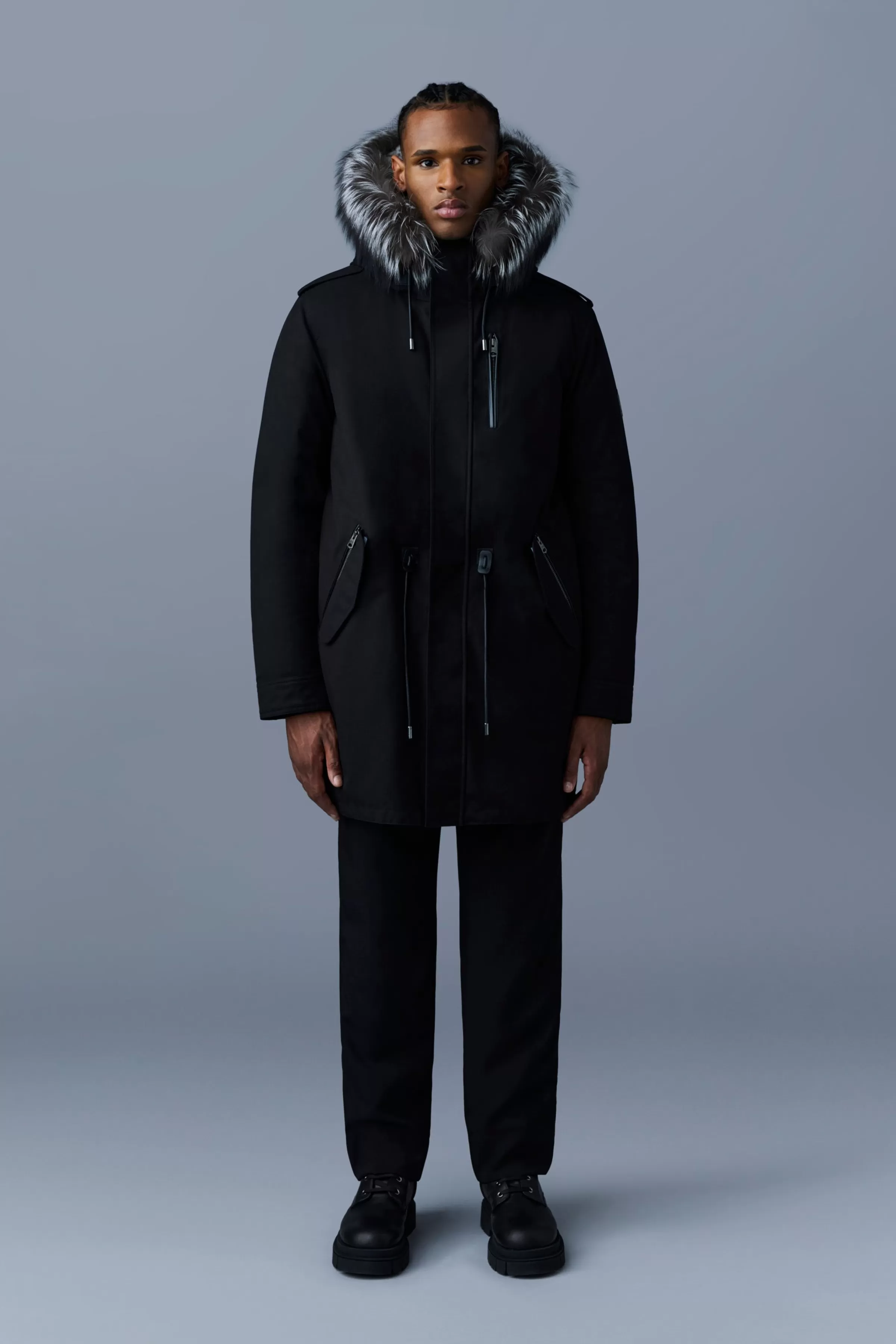 Moritz, Rabbit Fur-lined Twill Parka With Removable Silver Fox Fur Trim For Men | ® US | Mackage Fashion