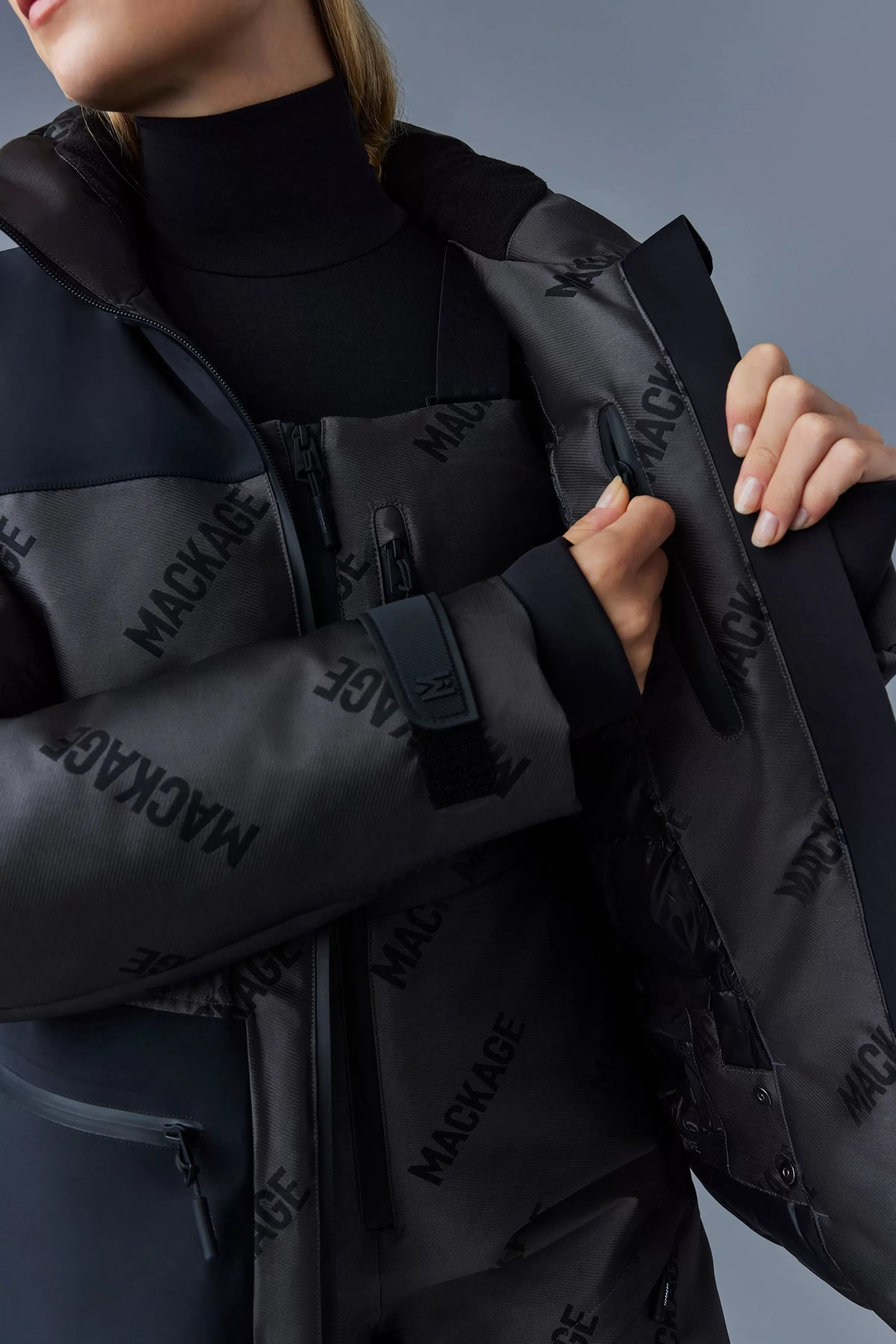 Nixie, Stretch Down Ski Jacket With Jacquard Logo Pattern For Ladies | ® US | Mackage Shop