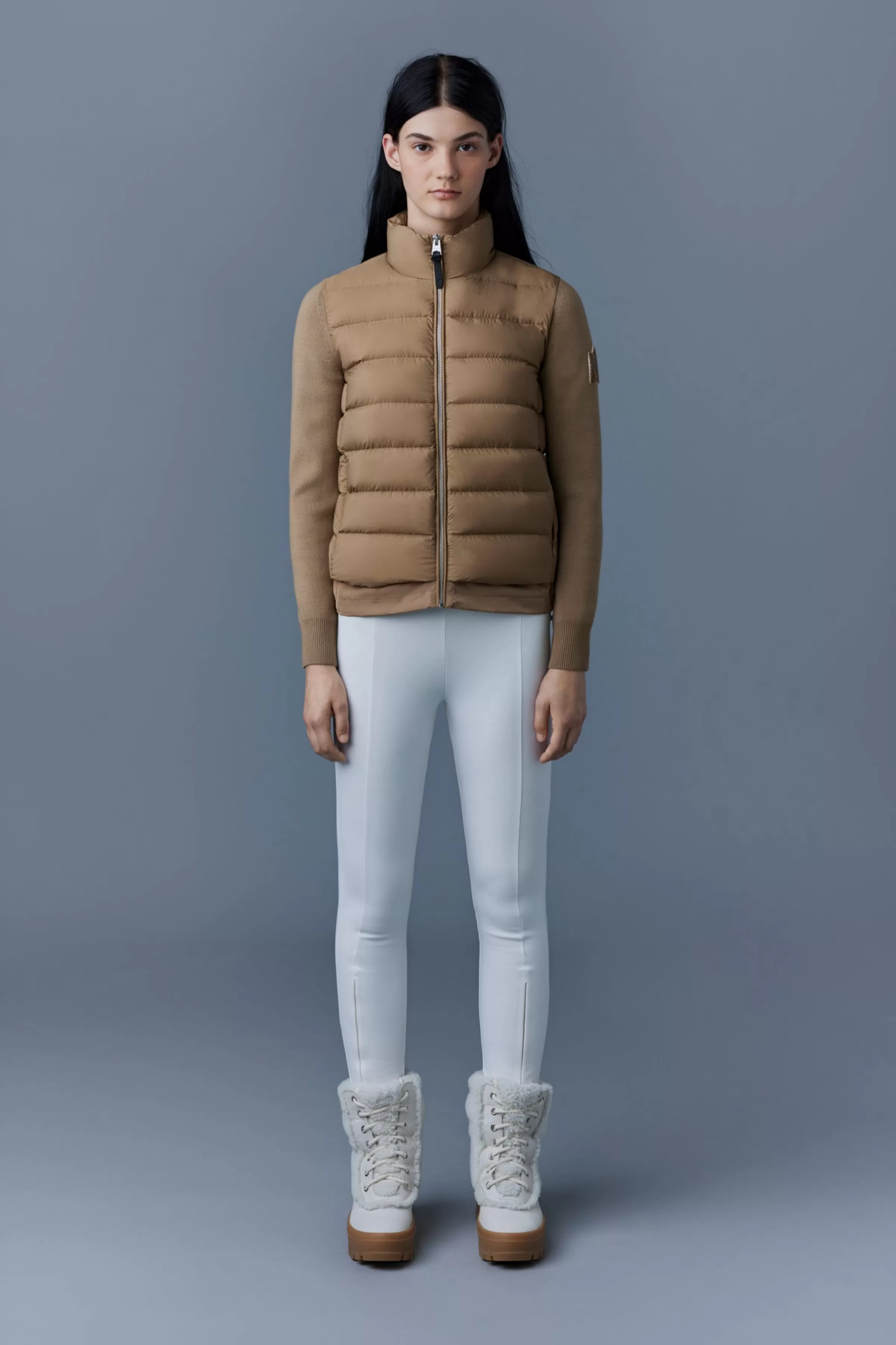 Oceane, Recycled Hybrid Jacket With Rib Knit Sleeves For Ladies | ® US | Mackage Best Sale