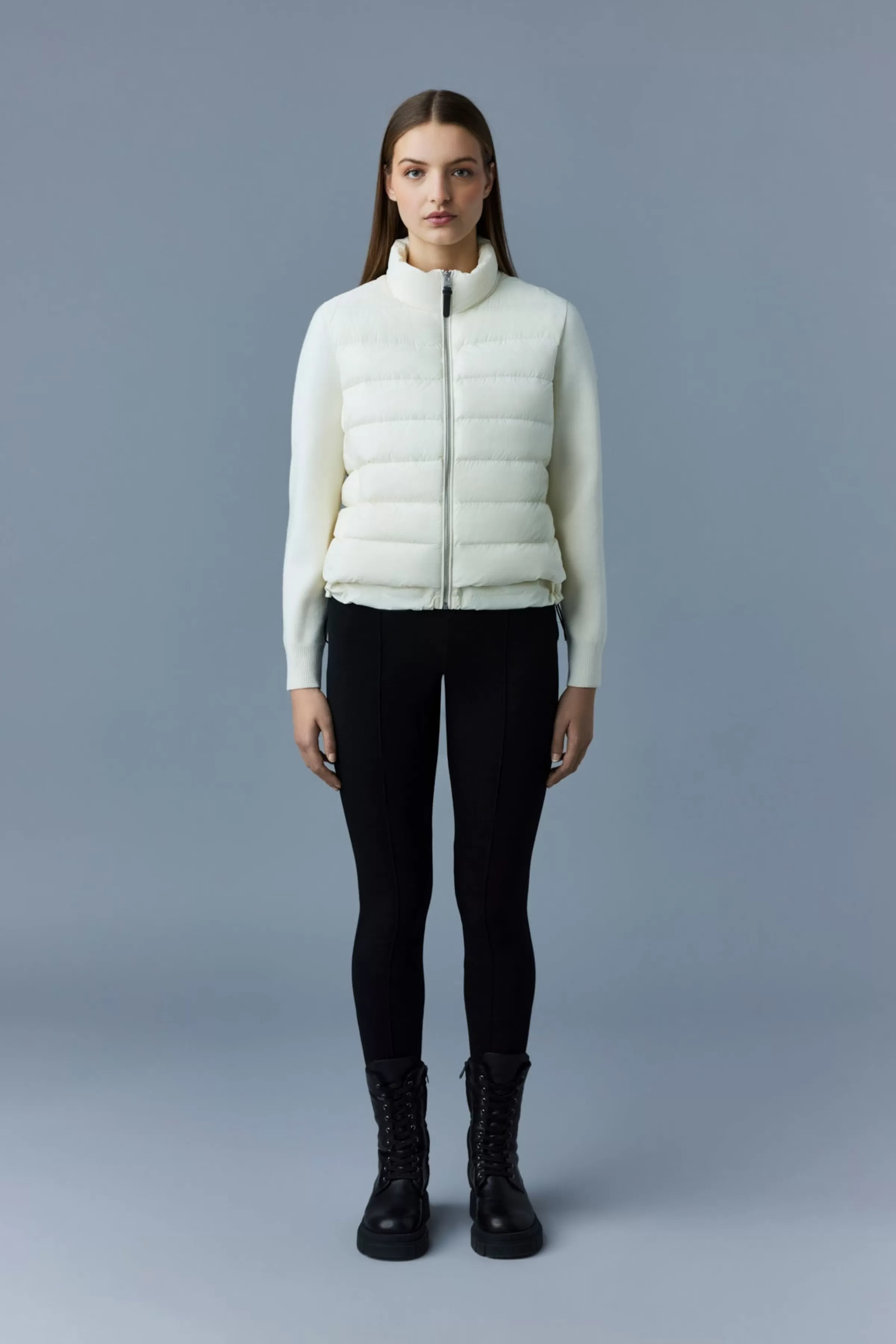 Oceane, Recycled Hybrid Jacket With Rib Knit Sleeves For Ladies | ® US | Mackage Best Sale