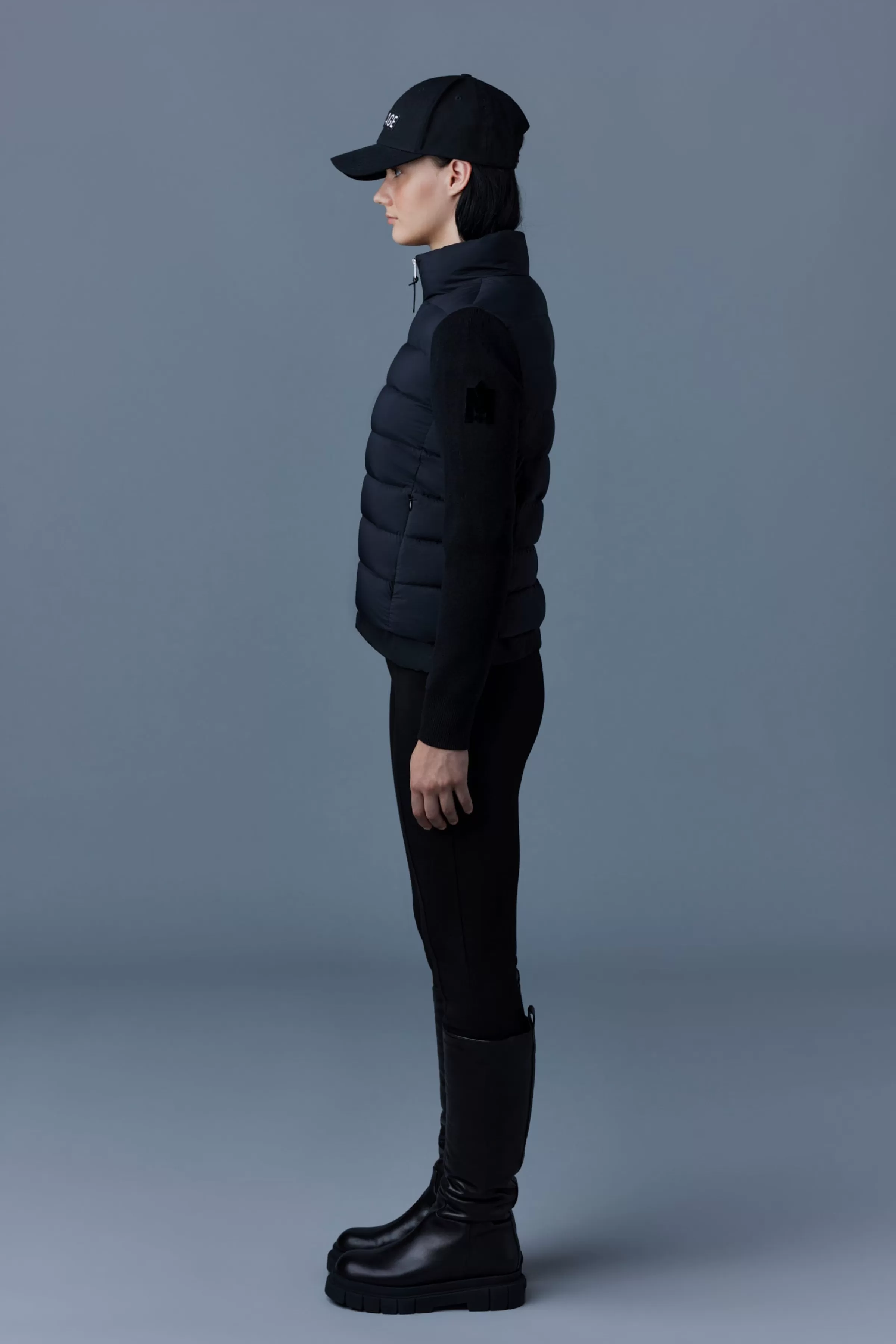 Oceane, Recycled Hybrid Jacket With Rib Knit Sleeves For Ladies | ® US | Mackage Online