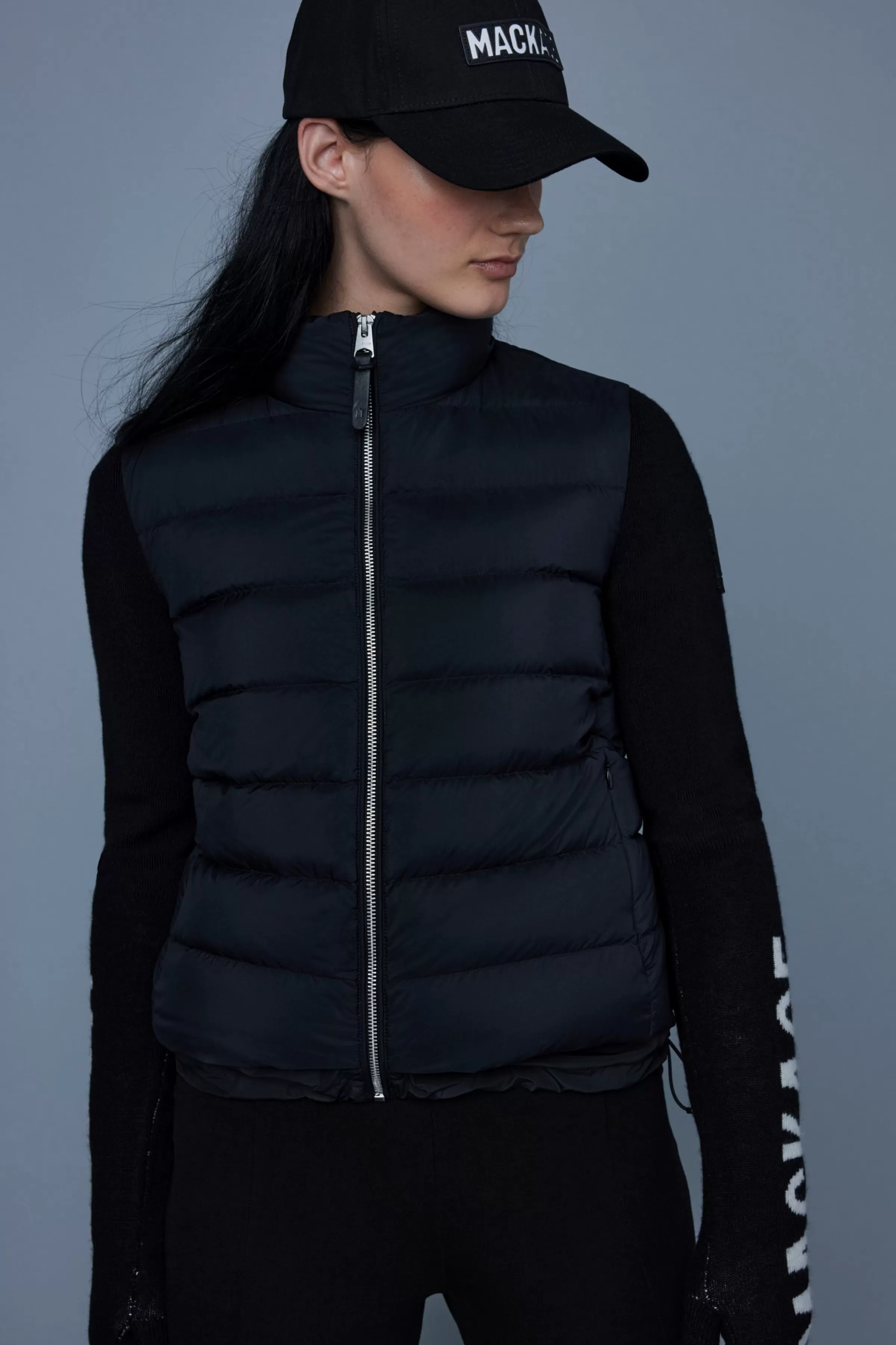Oceane, Recycled Hybrid Jacket With Rib Knit Sleeves For Ladies | ® US | Mackage Online