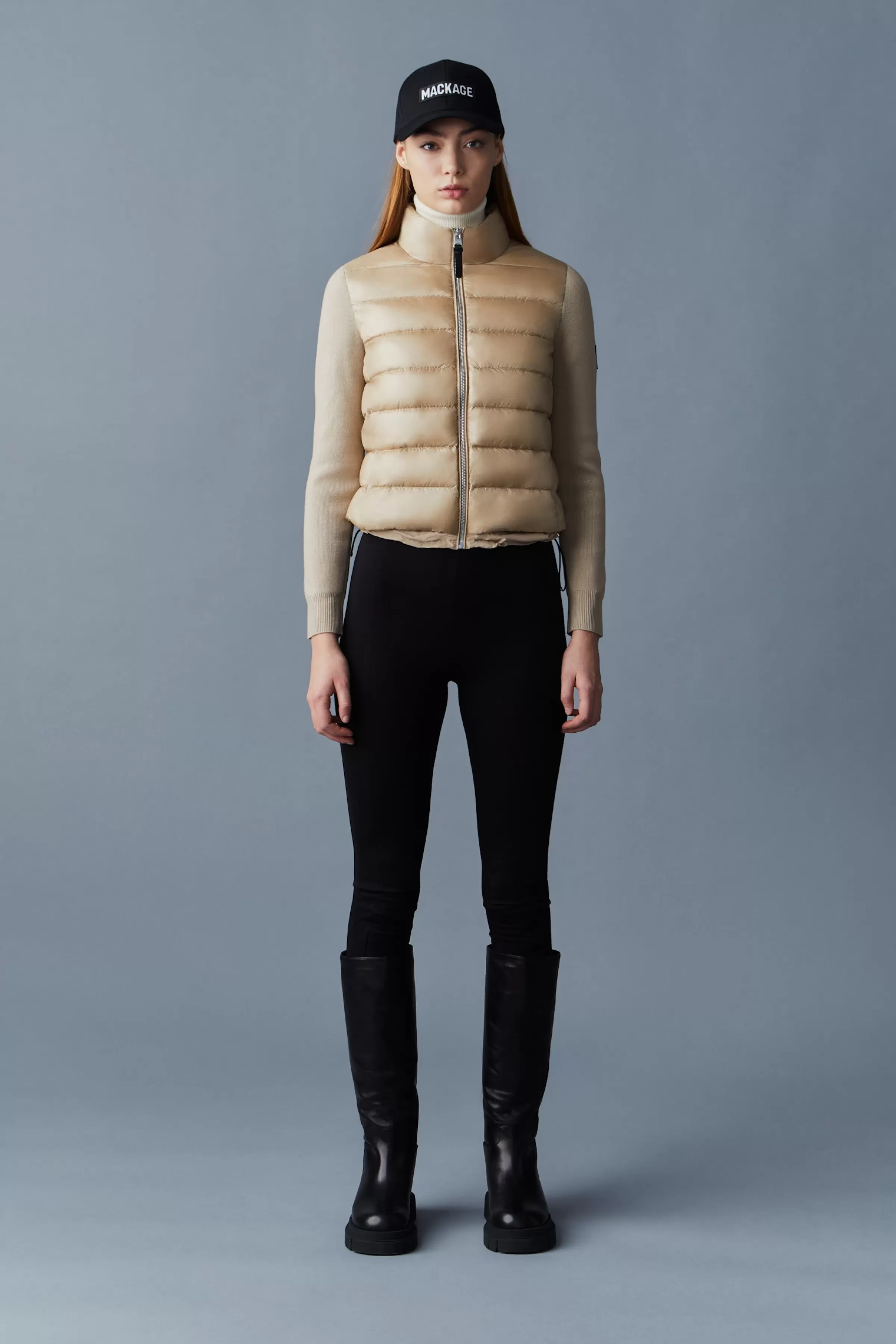 Oceane, Recycled Hybrid Jacket With Rib Knit Sleeves For Ladies | ® US | Mackage Sale