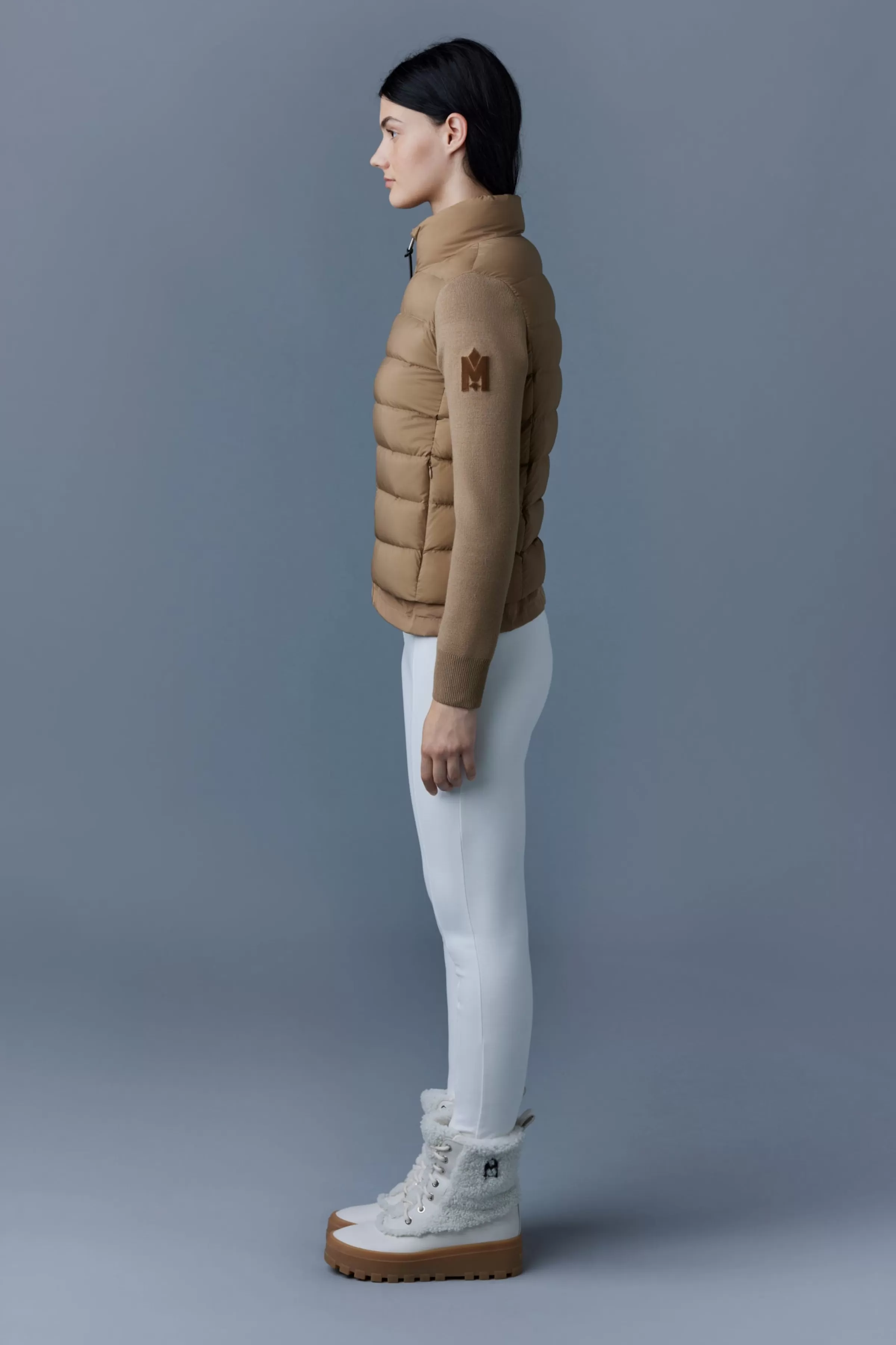 Oceane, Recycled Hybrid Jacket With Rib Knit Sleeves For Ladies | ® US | Mackage Sale