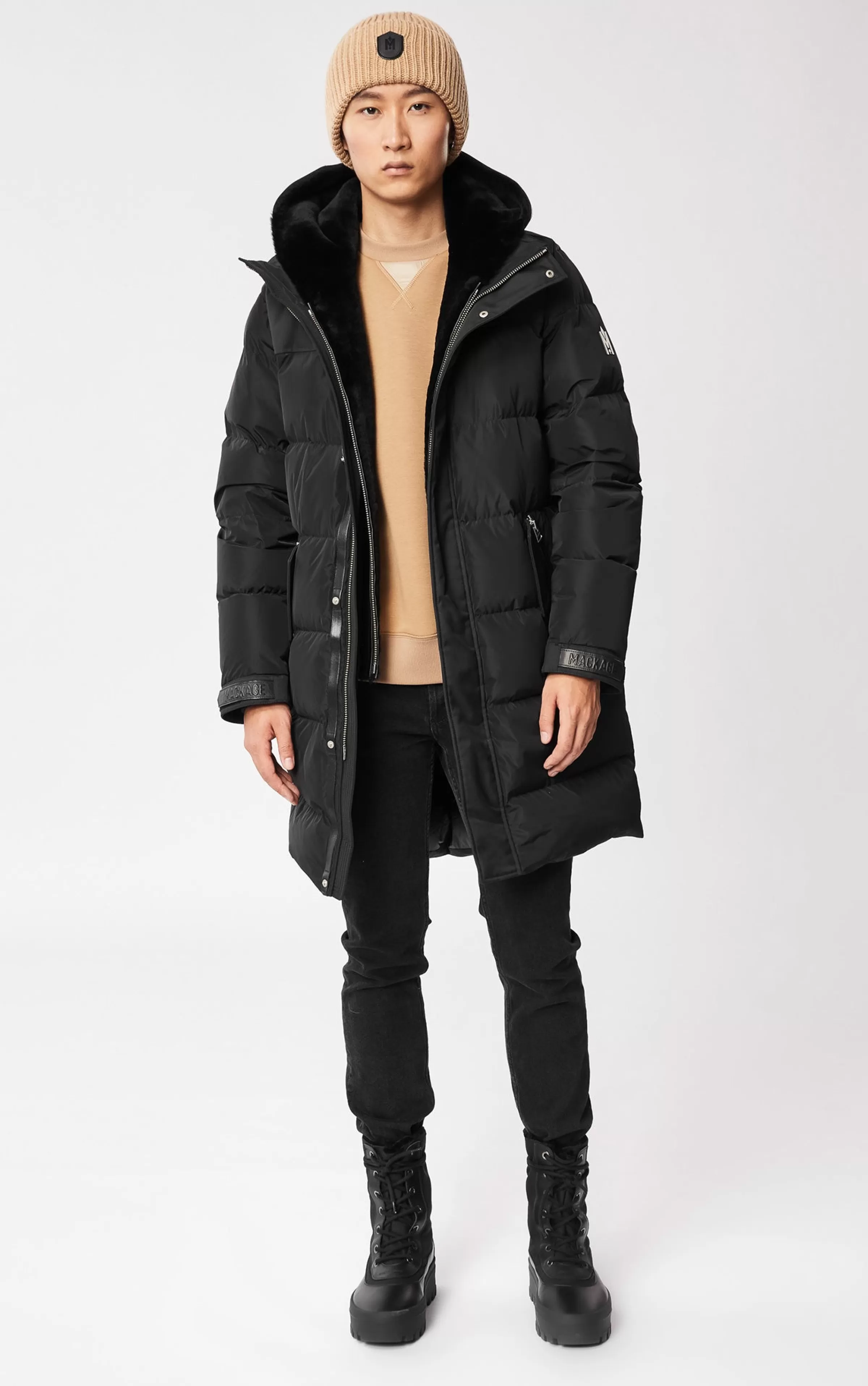 Reynold, Down Coat With Removable Shearling Bib And Hood For Men | ® US | Mackage Flash Sale