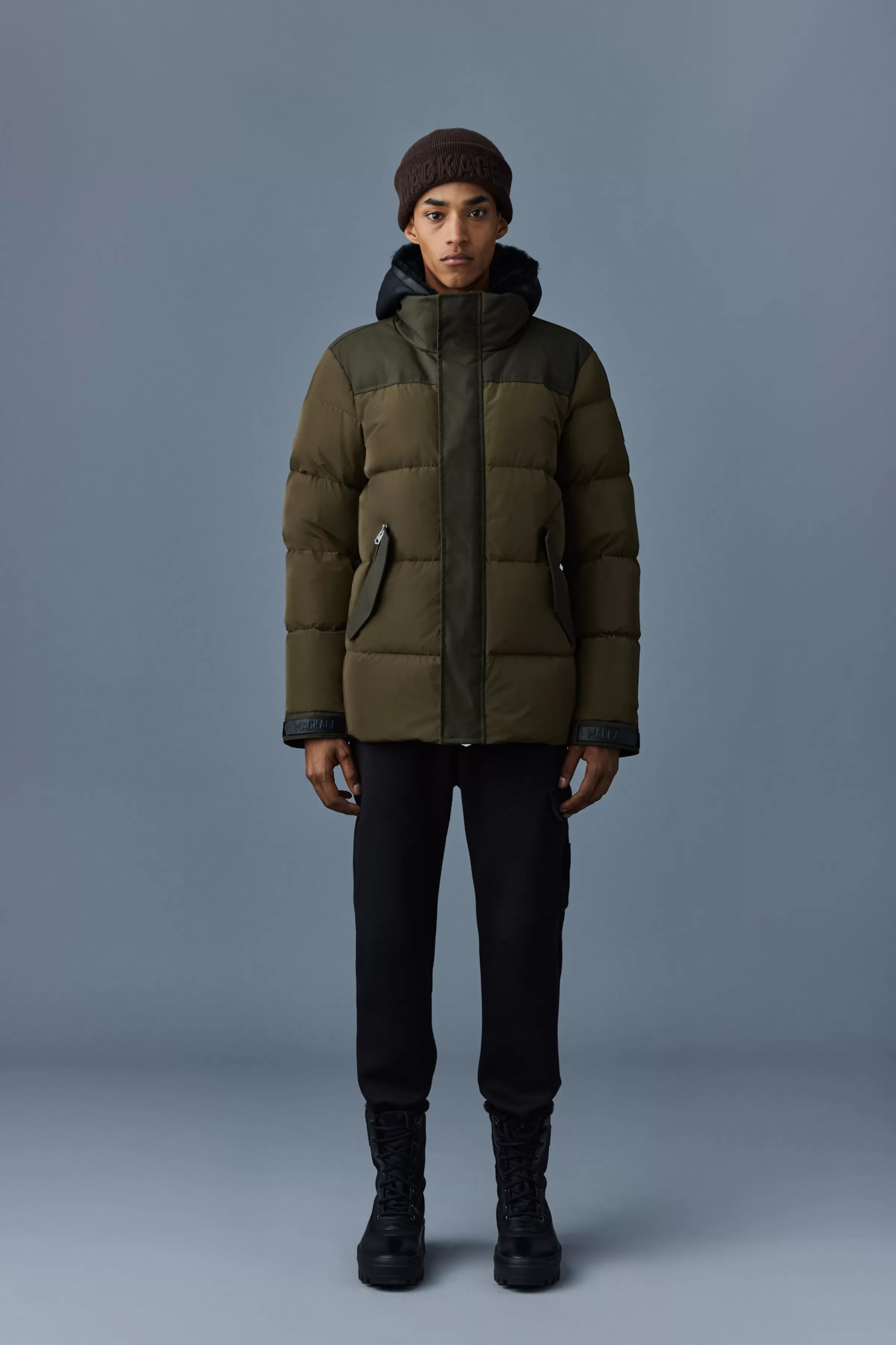 Riley, Classic Down Jacket With Removable Shearling Bib For Men | ® US | Mackage Outlet