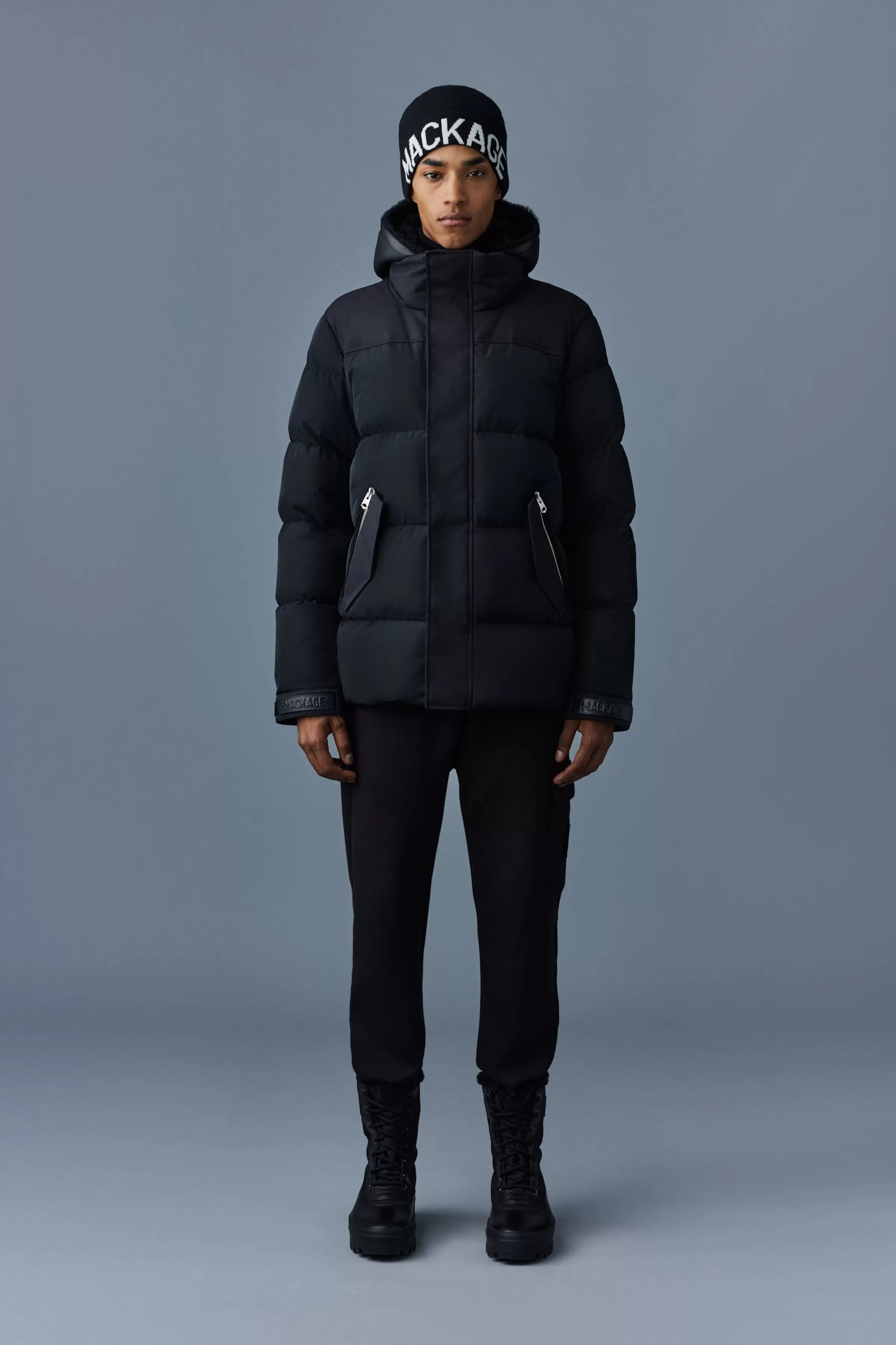 Riley, Classic Down Jacket With Removable Shearling Bib For Men | ® US | Mackage Outlet