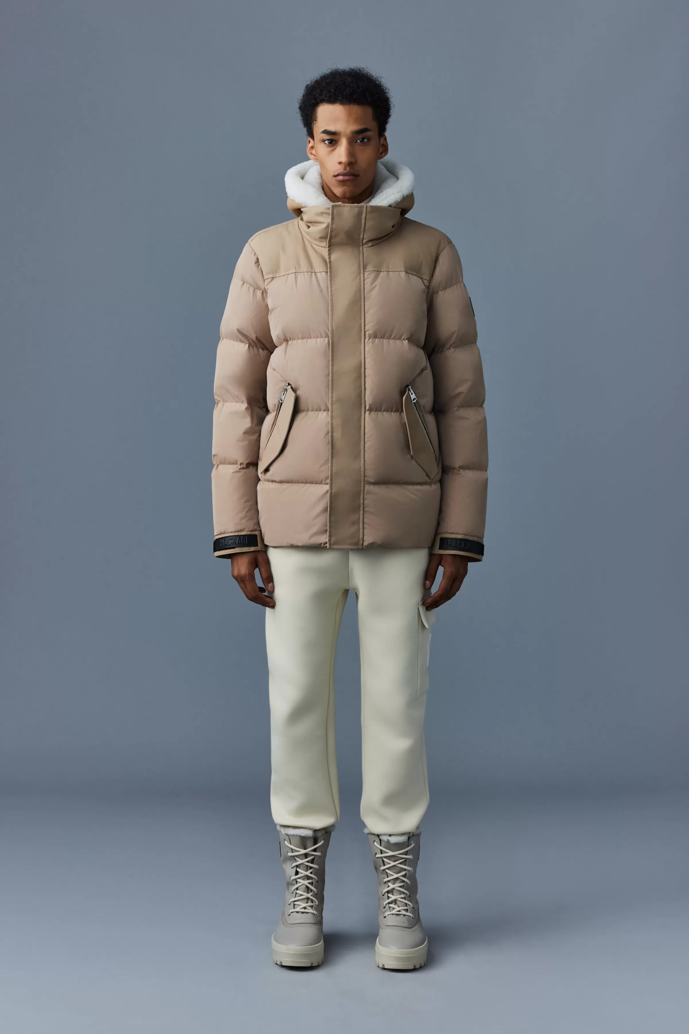 Riley, Classic Down Jacket With Removable Shearling Bib For Men | ® US | Mackage Outlet