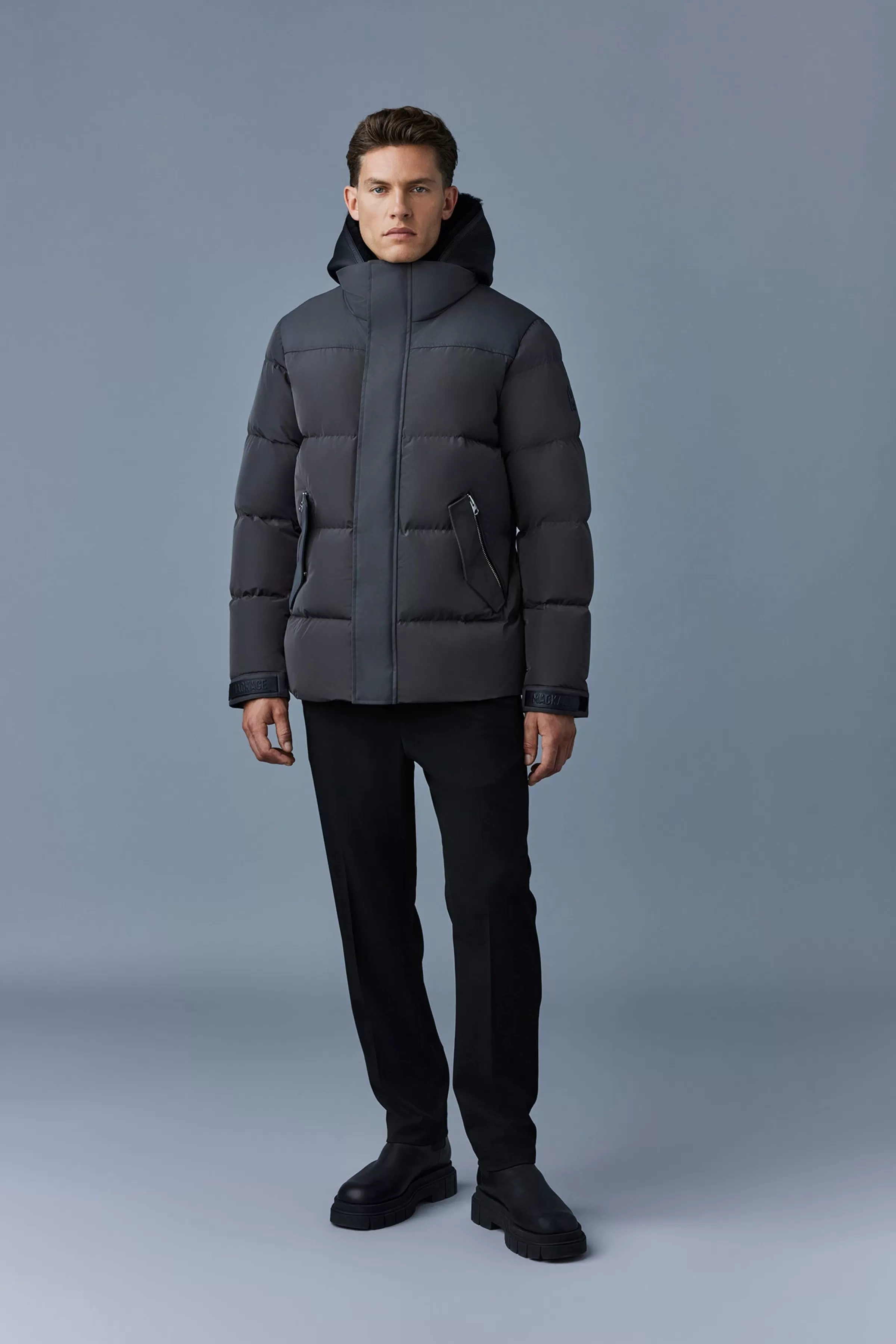 Riley, Classic Down Jacket With Removable Shearling Bib For Men | ® US | Mackage Outlet